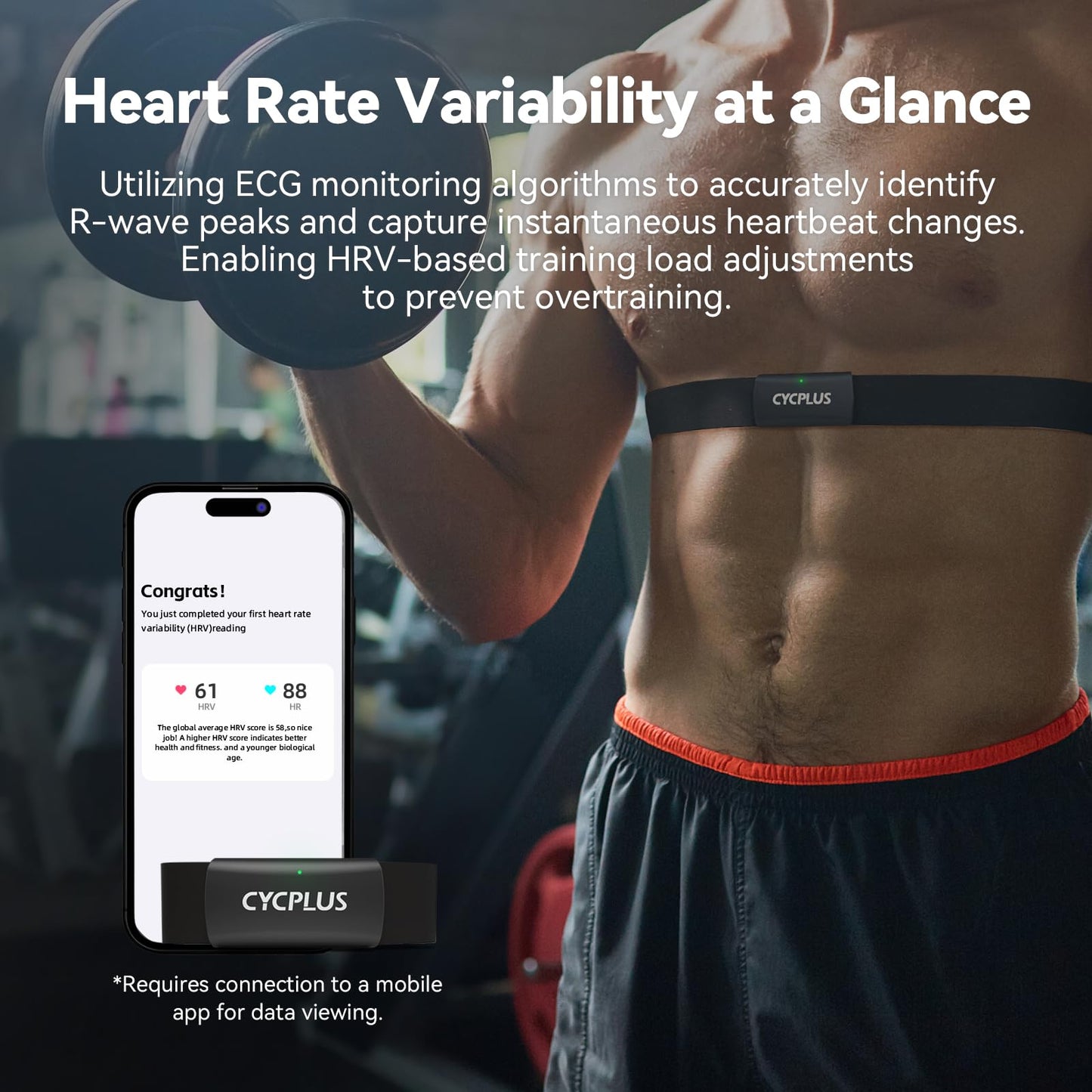 CYCPLUS Heart Rate Monitor Chest Strap H2Pro, Bluetooth ANT+ Heart Rate Monitor Chest Sensor with 500h Battery, IPX7 Waterproof and Dustproof, HRM Works with Strava/CYCPLUS App