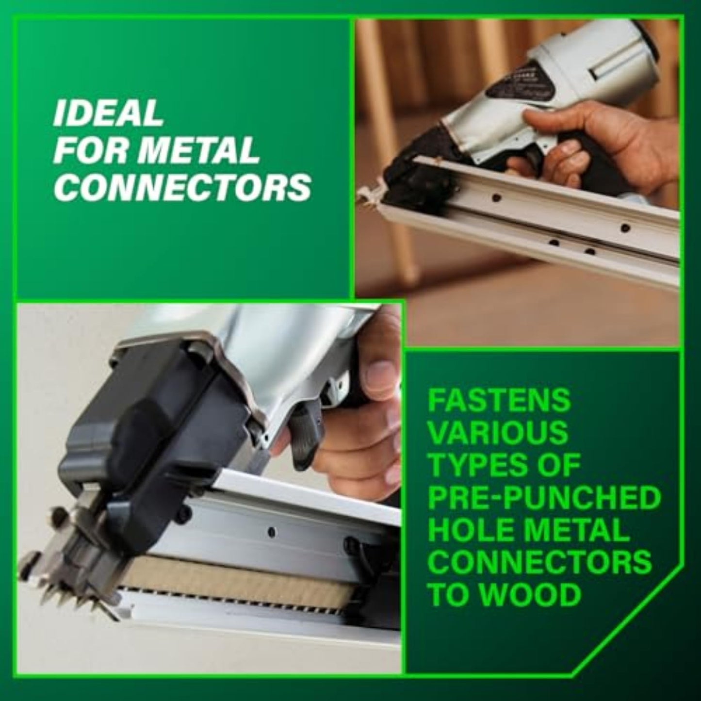 Metabo HPT Strap-Tite Metal Connector Nailer, Pro-Preferred Pneumatic Power Nailers, Connector Tool for Pre-Punched Connectors, 36° Short Magazine, 1-1/2″ to 2-1/2″, NR65AK2S