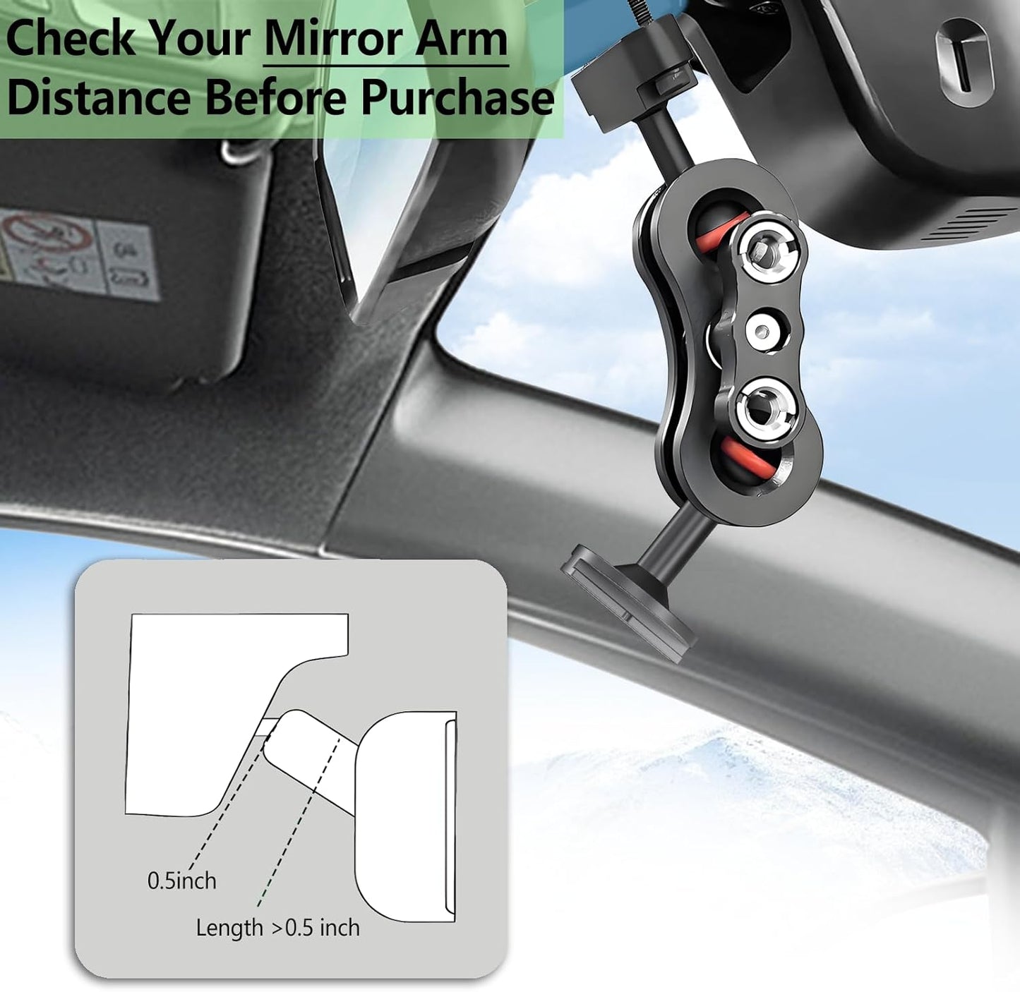 RNVEASS R2-4K, R2-4K R2-4K Dash Cam Mount, Aluminum Rearview Mirror Bracket Installation Kit, for Rove PRO and Dual Car