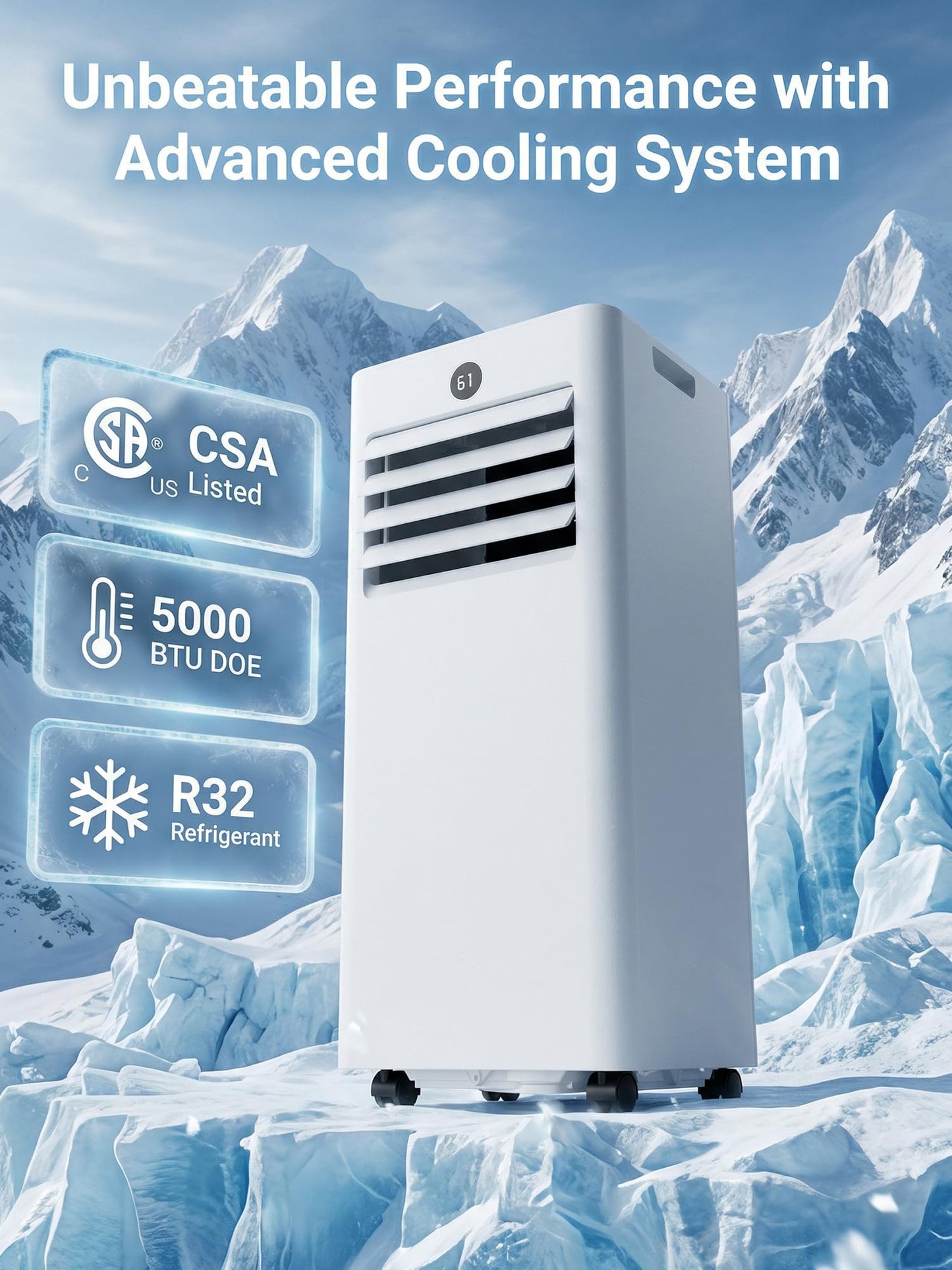 MEPTY 8000BTU Portable Air Conditioners, Portable AC Unit with Dehumidifier, Sleep Mode, 24H Timer, Cools Room up to 350 sq.ft, Room Air Conditioners with Auto-evaporation System for Bedroom