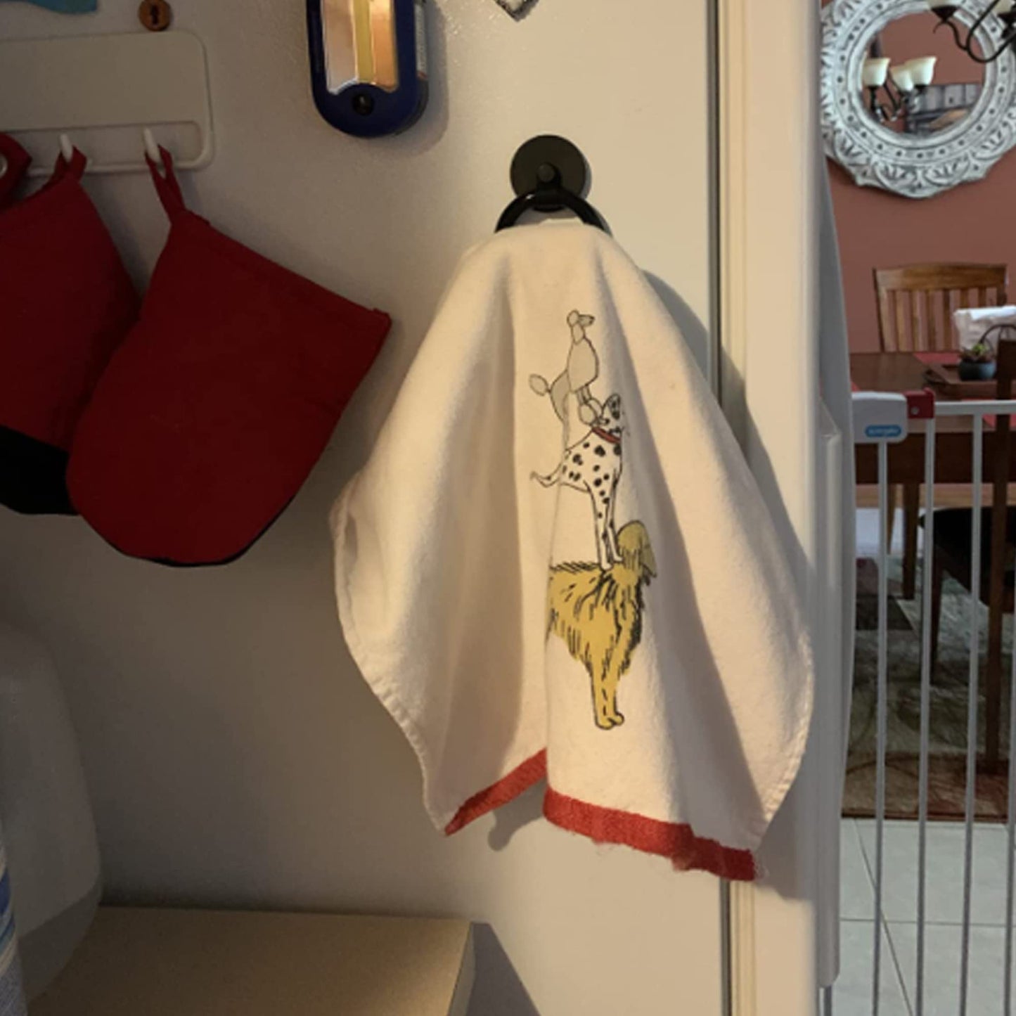 YYST MINI Magnetic Towel Hook Hanger Rack for Kitchen Dish,Sports, Hand Gym, etc- Hold up to 0.5 Lb- No Towels Included (1)