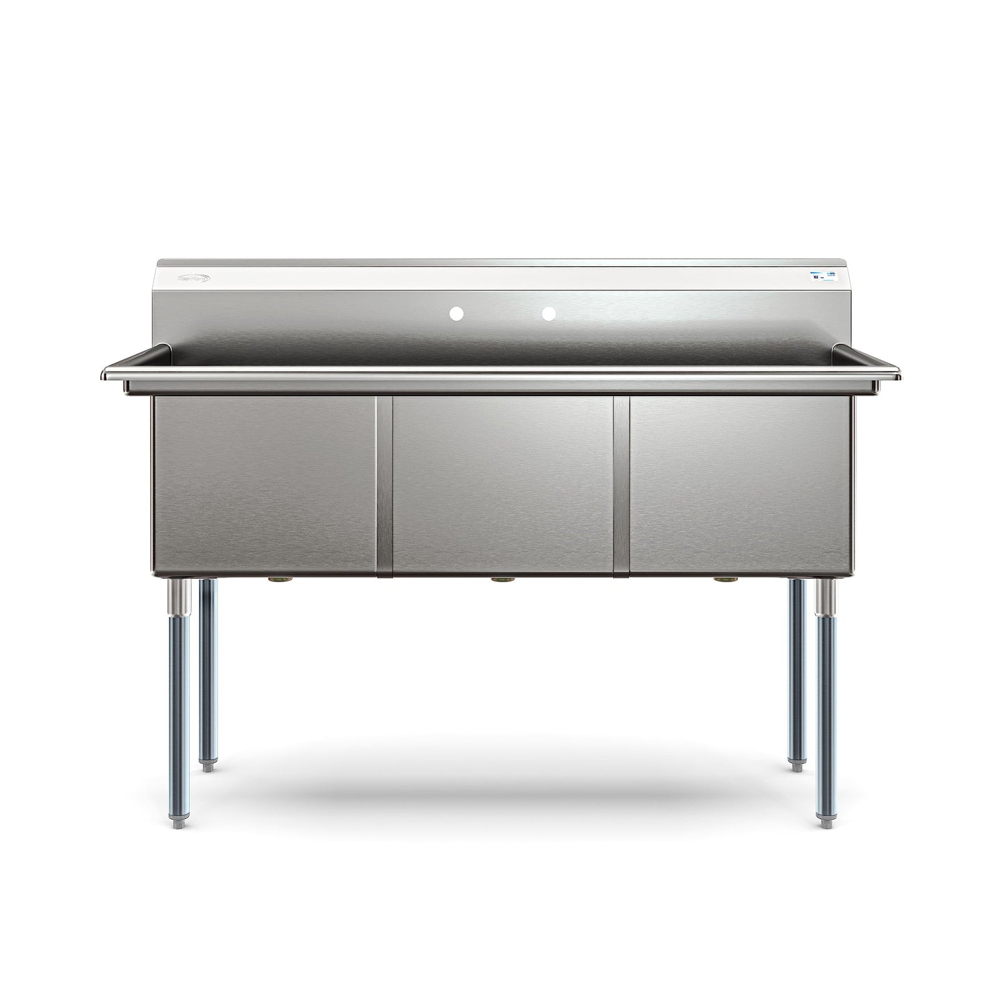 KoolMore 60 in. Three Compartment 18-Gauge Stainless-Steel NSF Commercial Kitchen Sink, Bowl Size 18x18x14, with Three Basins and Pre-Drilled Faucet Holes for Restaurants and Cafes (KM-SC181814-N3)