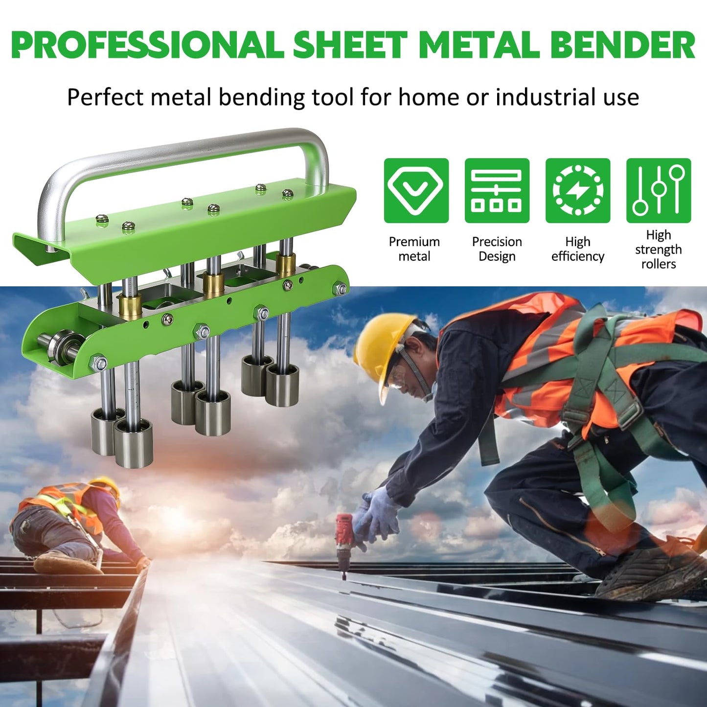 Three-Station Edge Roller Bender 0-90°Bending Angle Adjustable for 29 to 22-Gauge Steel,Making 5/8" to 4" (16 to 102 mm) Bends Large Sheet Metal Bender