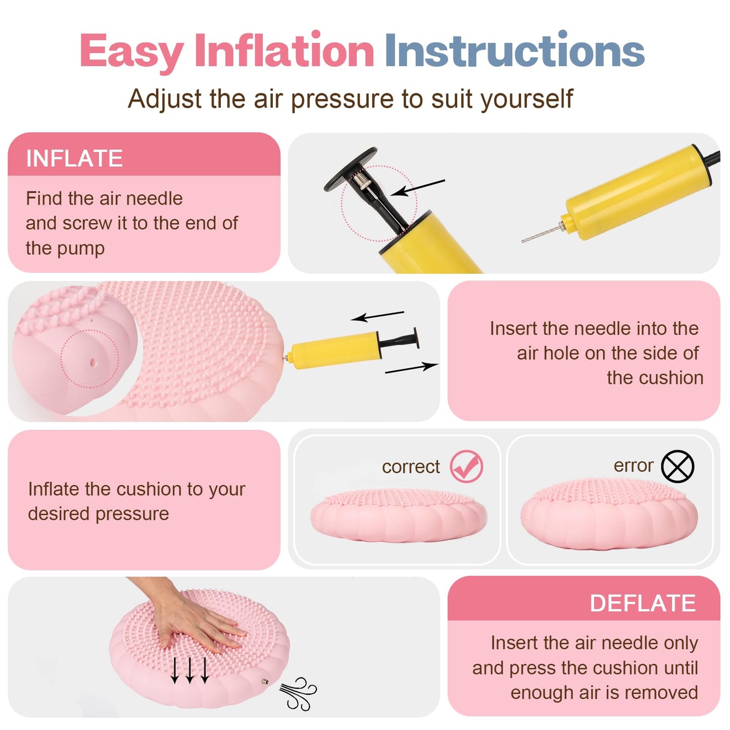 kisnbld Wobble Cushion, Extra Thick Wiggle Seat for Sensory Kids, Non-slip Balance Disc with Inflation Pump for Adults Core Strength, Posture Improvement & Physical Therapy (13.5in/34cm)