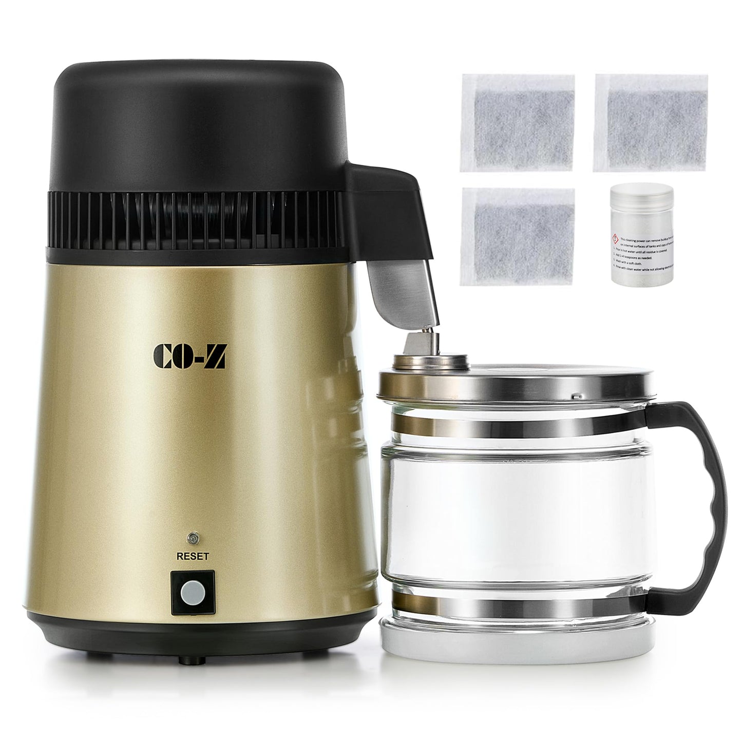CO-Z Water Distiller, Stainless Steel Distilling Pure Water Machine for Home Countertop Table Desktop, 4L Distilled Water Making Machine, 4 Liter Water Purifier to Make Clean Water for Home