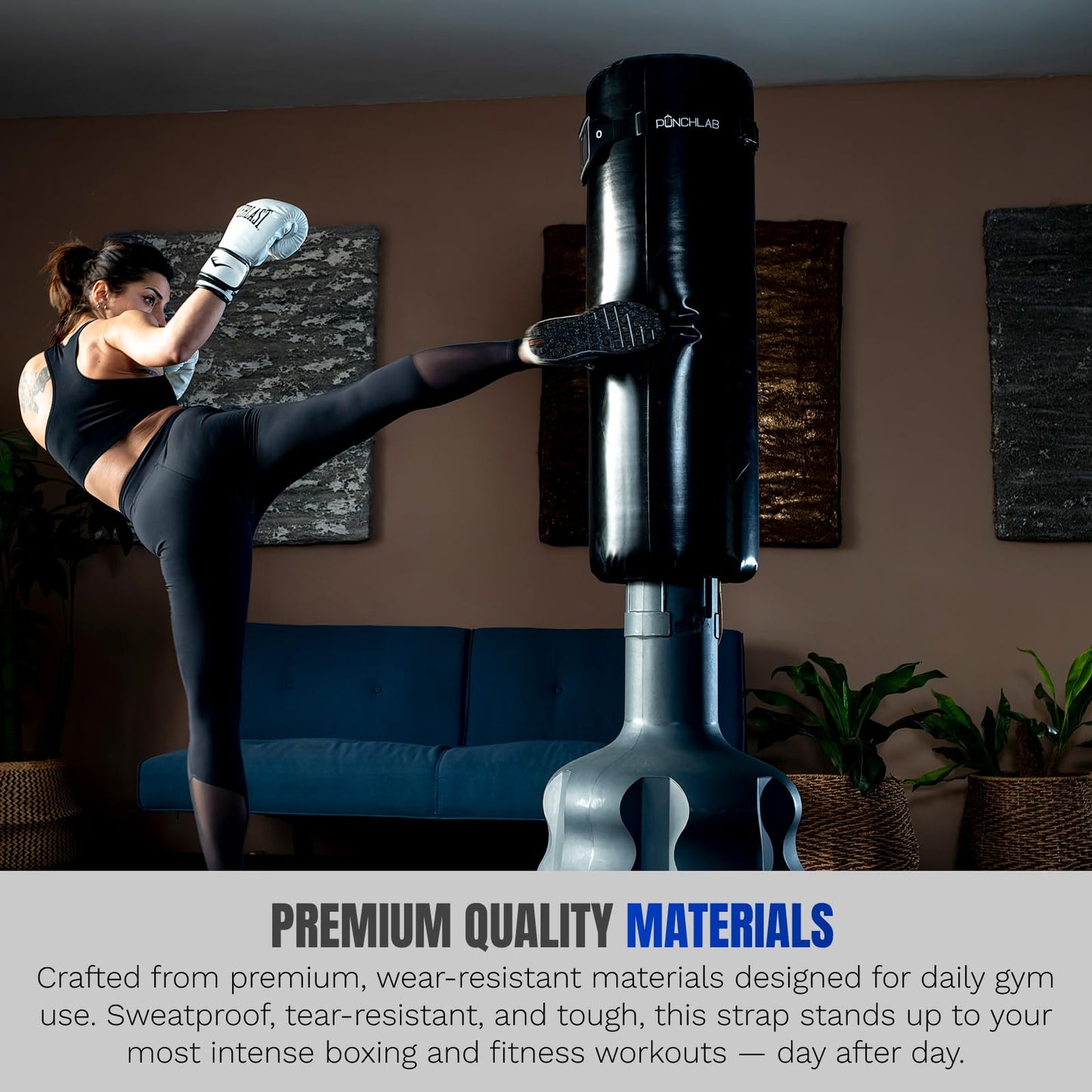 PunchLab Boxing Phone Holder for Punching Bag – Heavy Bag Strap Mount with Punch Tracker, Fits All Hanging & Freestanding Bags, Works with PunchLab App (Free App Included)