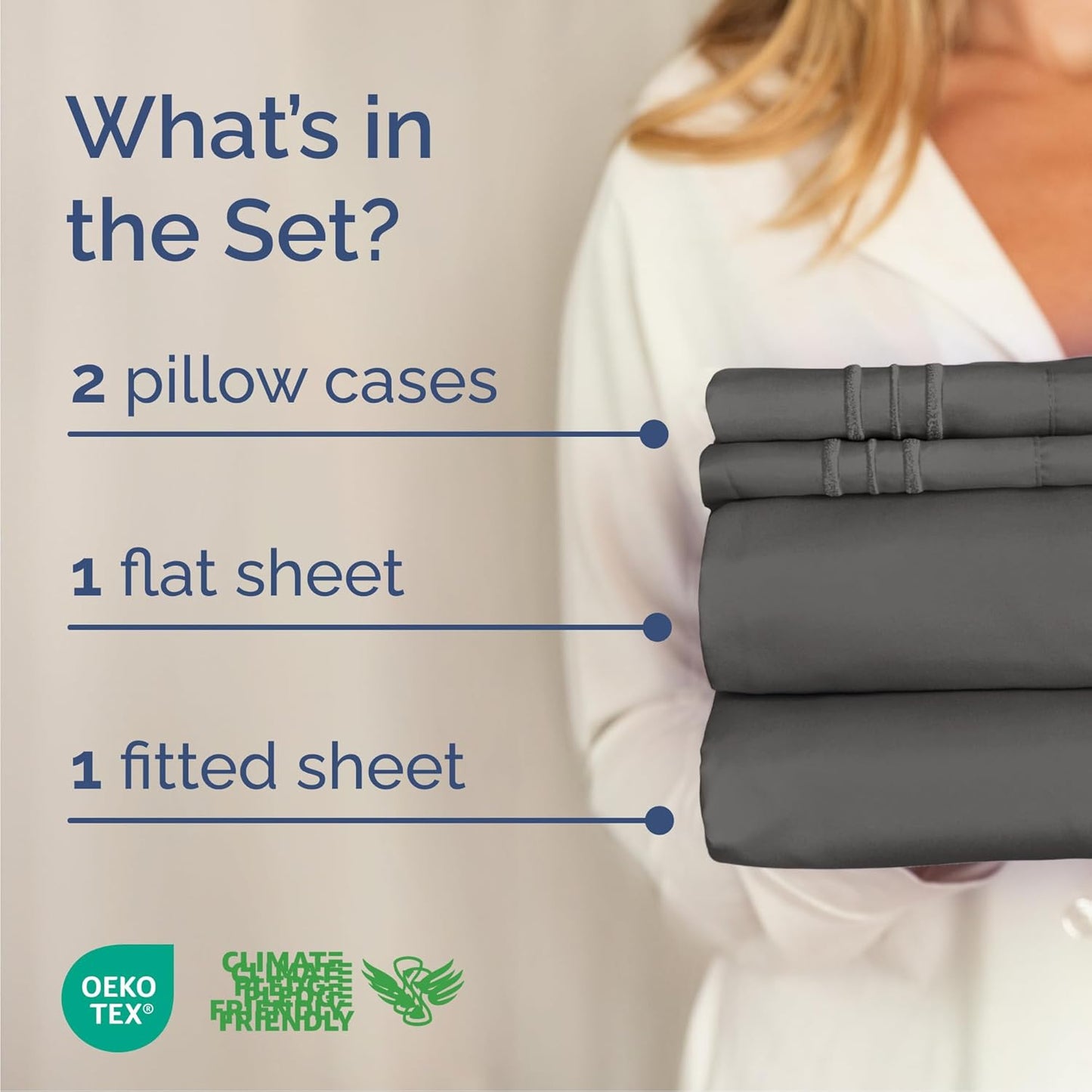 Cal King Size Sheet Set by Oeko-Tex | Comfy, Breathable & Cooling Luxury Bedding - Charcoal