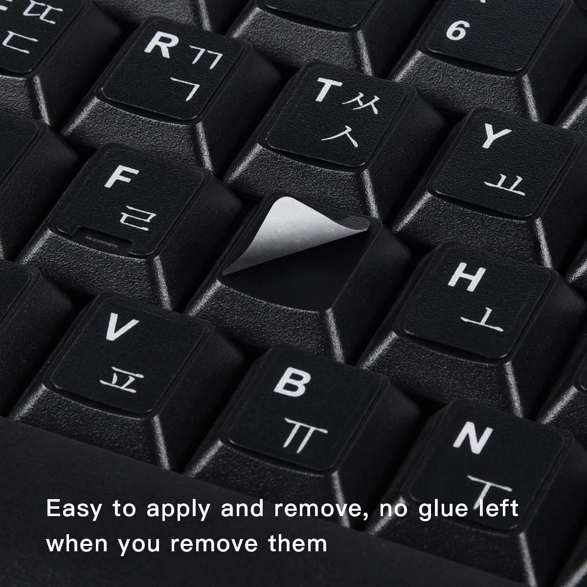CaseBuy 2PCS Korean Keyboard Stickers, Korean-English Keyboard Letters Replacement Sticker White Font on Black