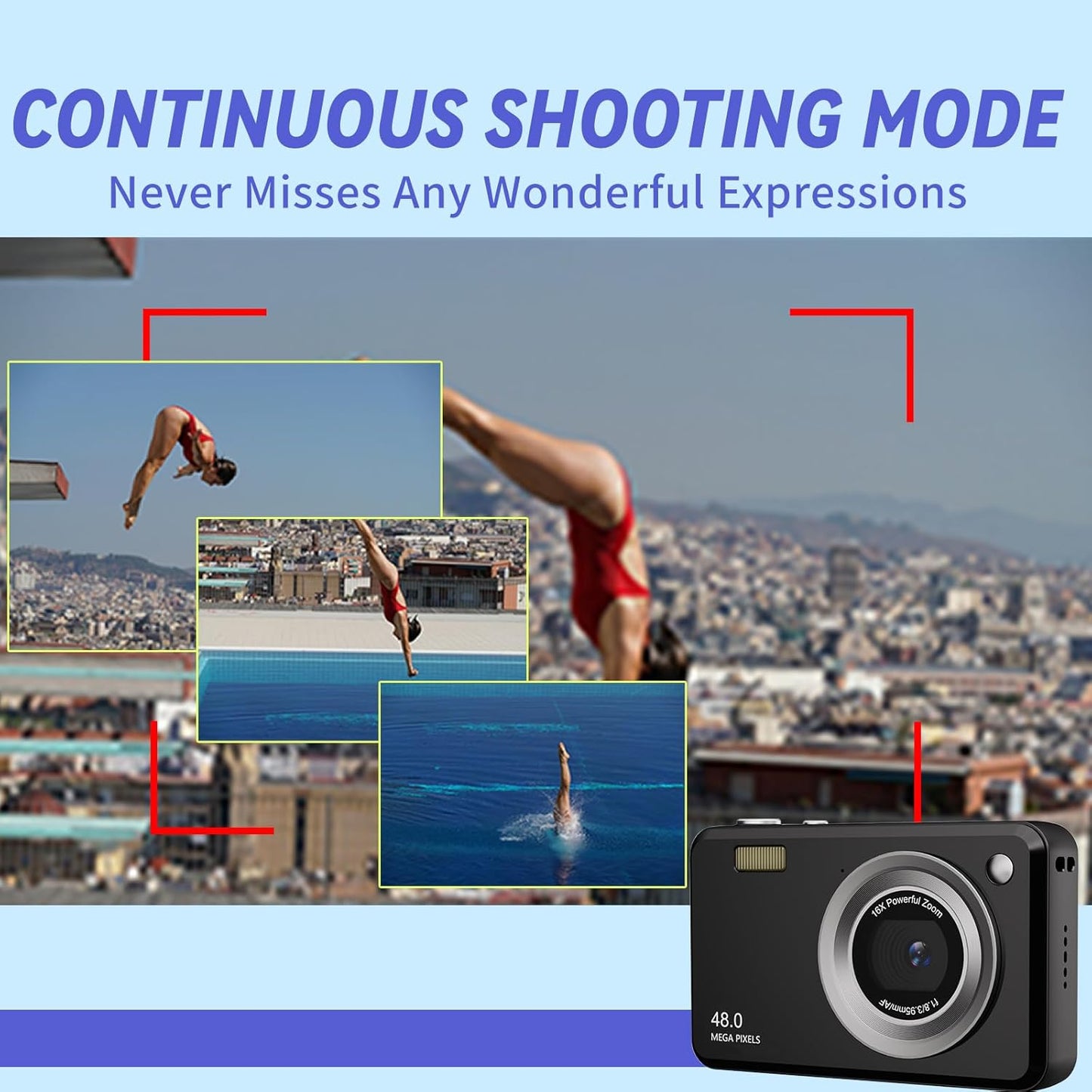 Yehtreh 16X 32GB Digital Cameras FHD Camera for Kid Boys Girls Compact Digital Point and Shoot Camera with Zoom Card