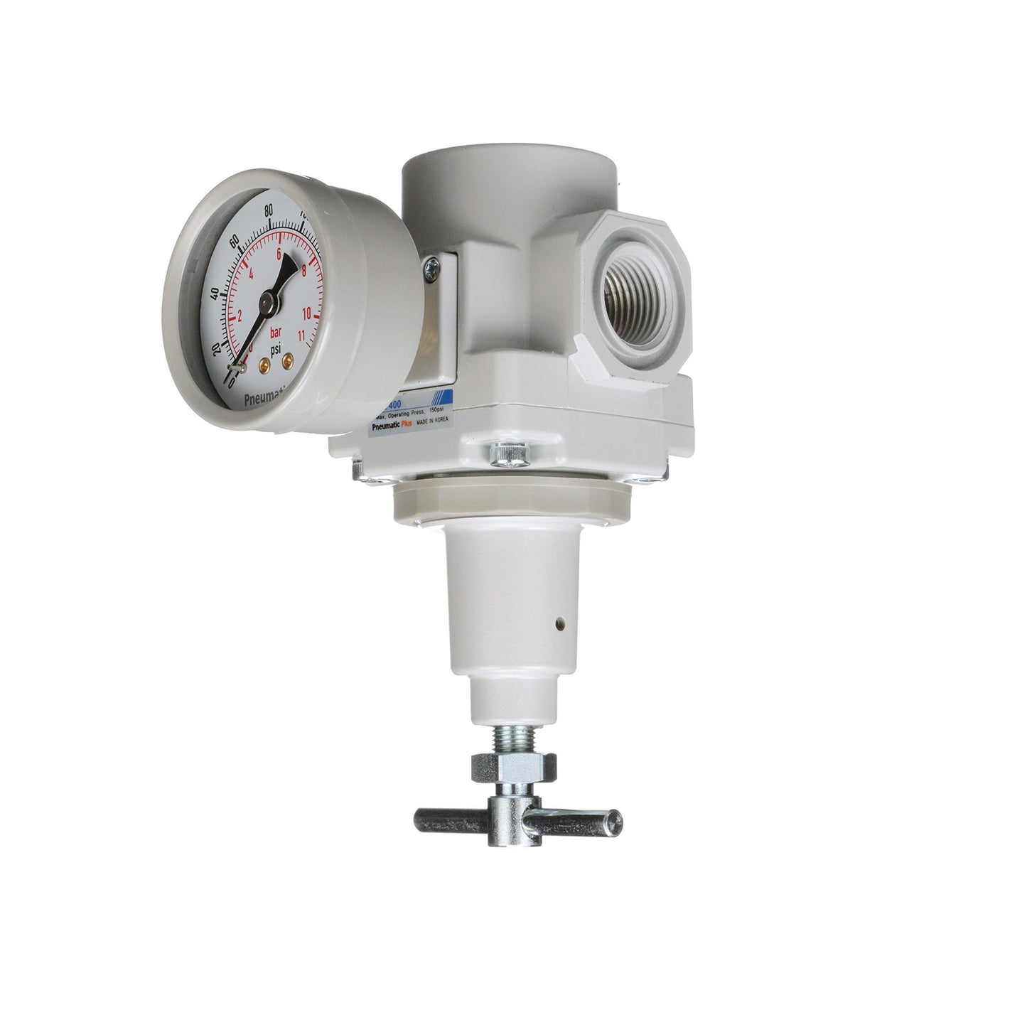 PneumaticPlus SAR400T-N04BG Compressed Air Regulator 1/2" NPT, T-Handle, Gauge & Bracket