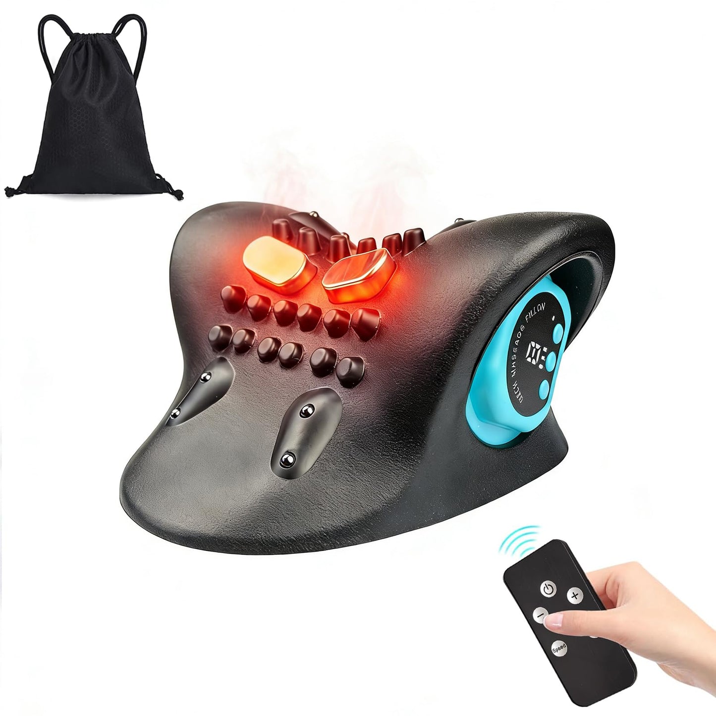 Wingeema Z6 2026 4-in-1 Neck Shoulder Massager with Heat & Pulse, Deep Tissue Kneading Pillow, Remote Control, Portable Travel Neck Relaxer for Pain Relief in Office/Car/Home Use