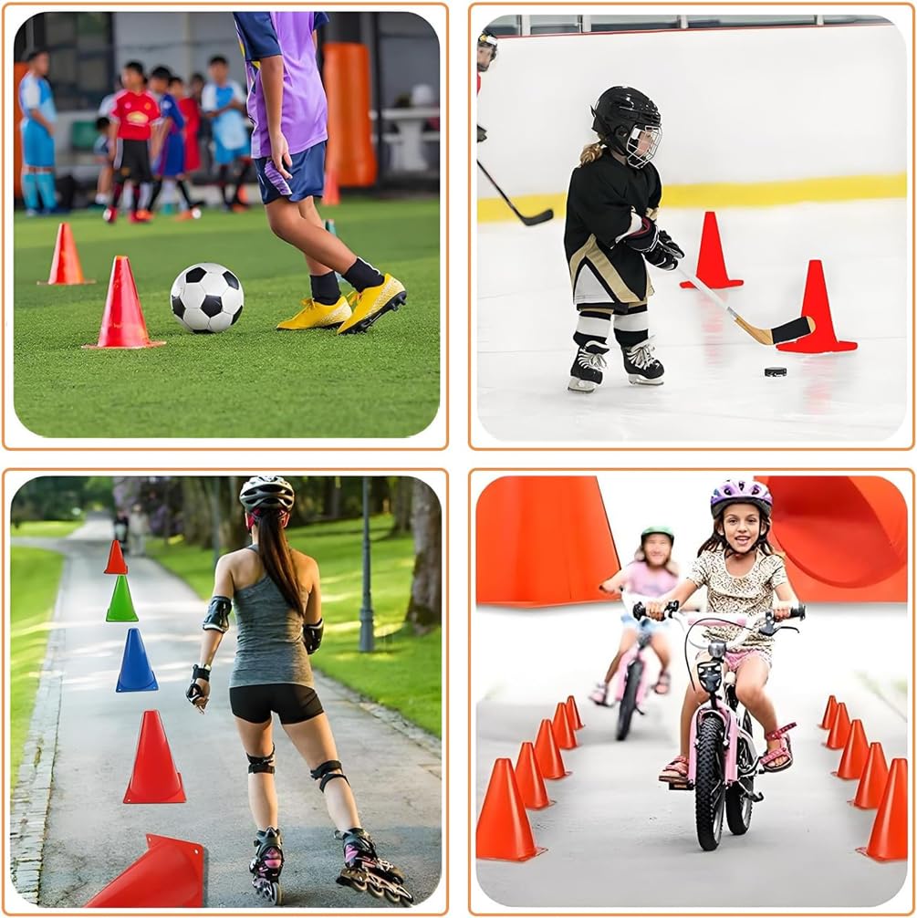 SplendoRoute 7" Soccer Cones (Set of 12) - Plastic Traffic Cones, Training Cones for Sports Training, Football, Basketball, Coaching, Practice Equipment