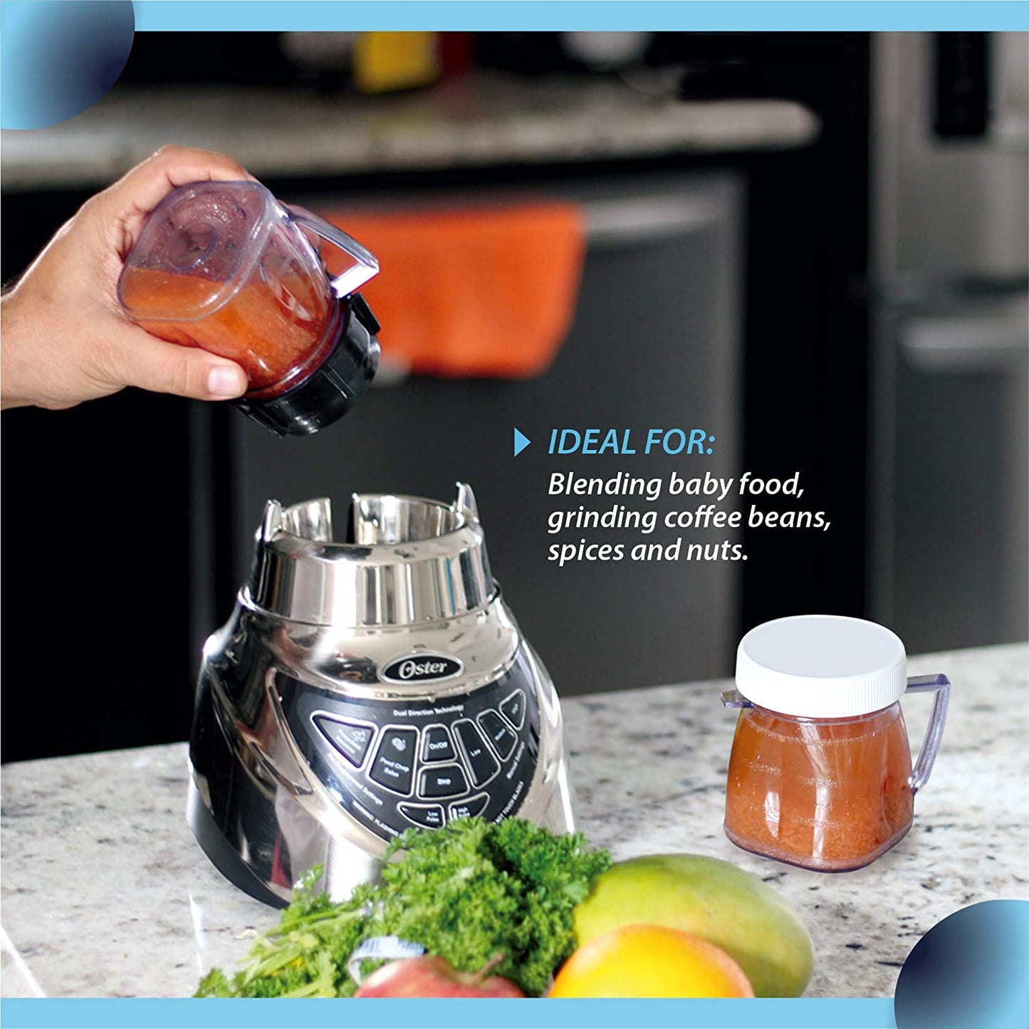 Replacement Mini 1-cup Clear Plastic Jar by CarterTM, fits most Oster Blenders (2 Pieces)