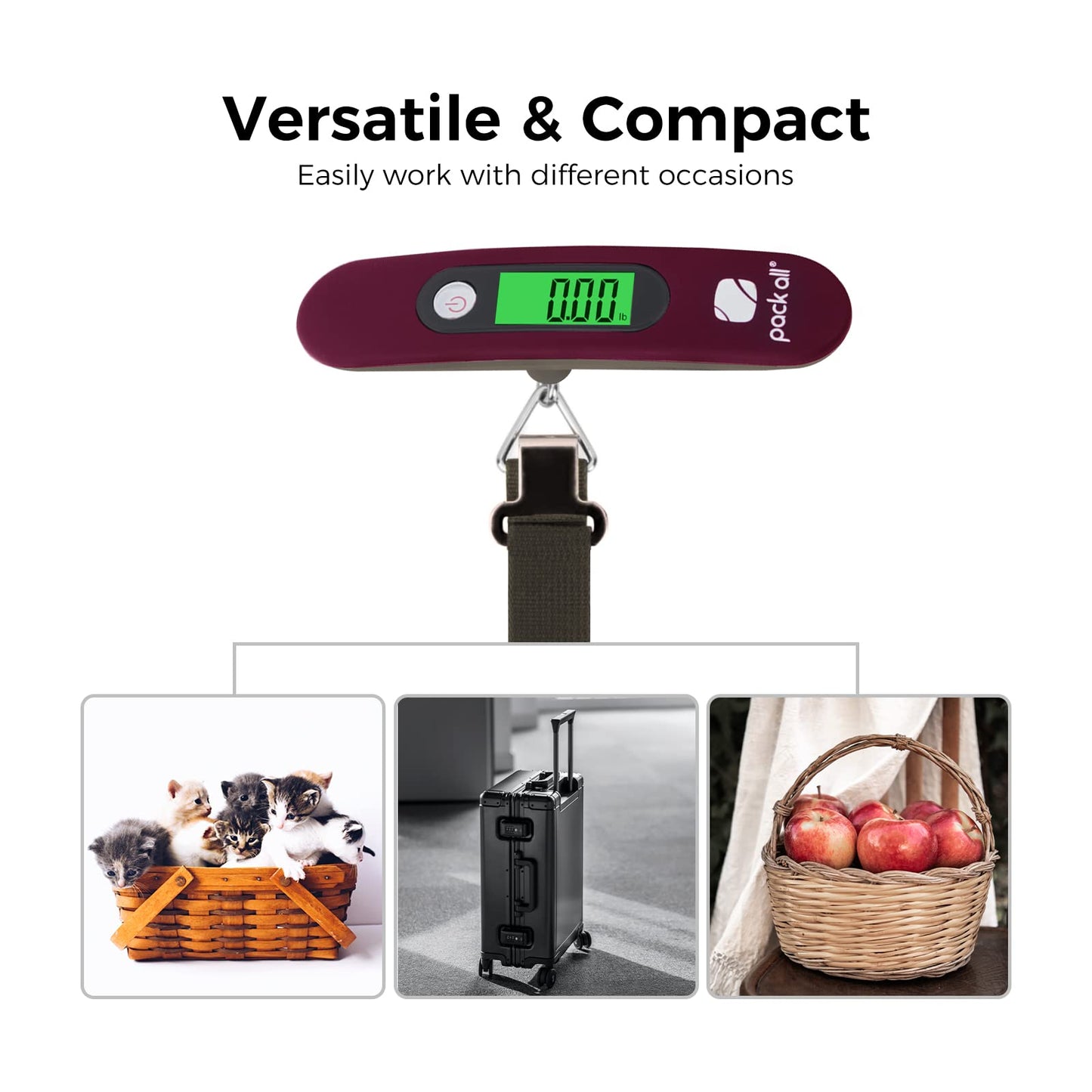 pack all Travel Accessories Bundle | TSA Cable Locks(4 Pack) & 88 Lbs Luggage Scale(Red)