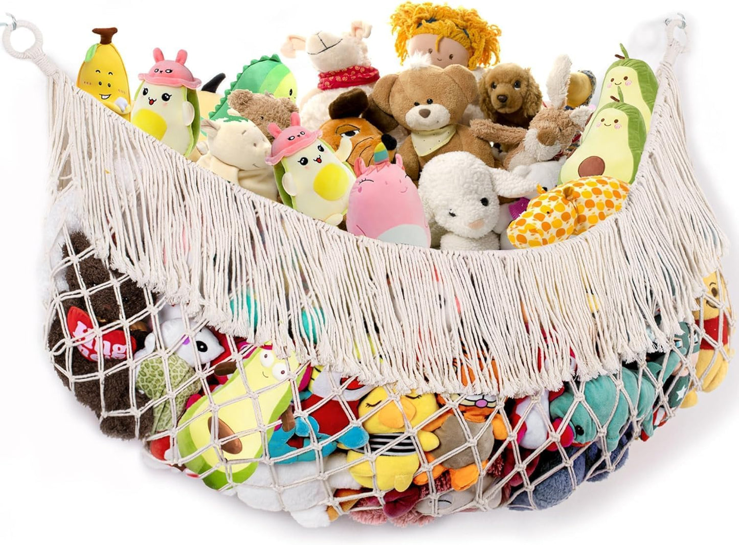 Skiennix Stuffed Animal Hammock - Extra Large 56" Long Storage Solution | Cream White Hanging Organizer