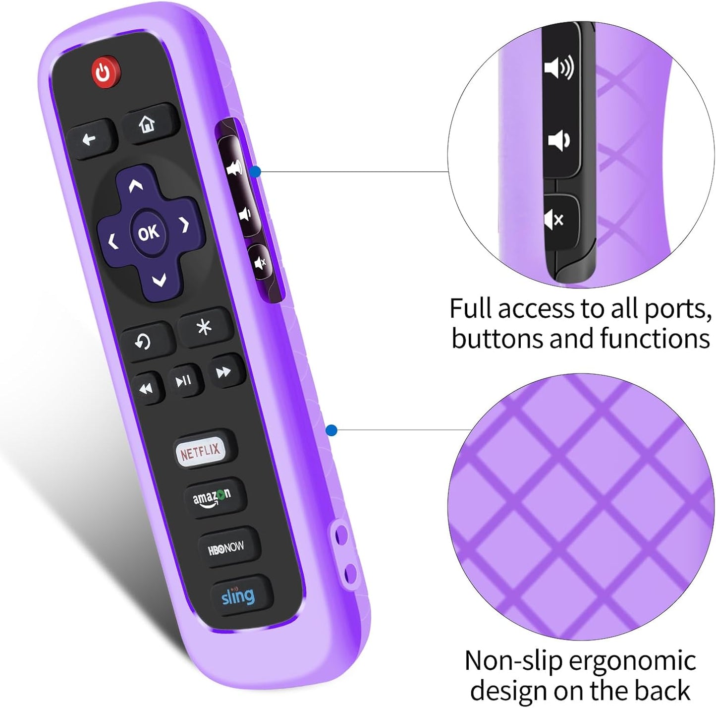 Lambcare Remote Case for Roku, Battery Cover for TCL Roku Smart TV Steaming Stick Remote, Silicone Protective