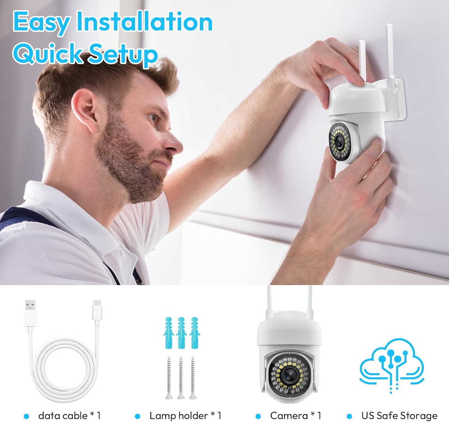 Ayla link 3MP 360Pan-Tilt 2K (2 Pack-9.8 Security Camera Outdoor, View, HD Cameras for Home Security, Color Night