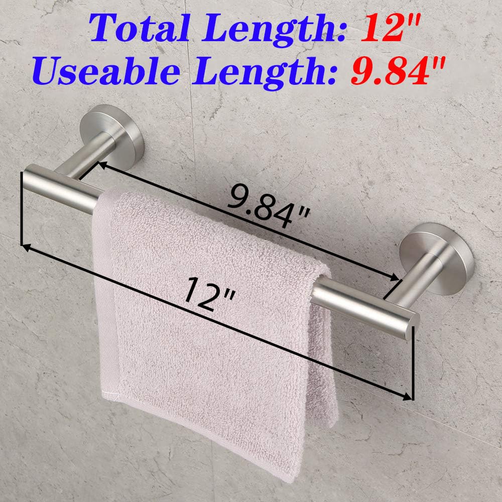 Bathroom Hardware Set 4 Pieces Brushed SUS 304 Stainless Steel Bathroom Hardware Accessories Sets Wall Mounted Double Towel Bar Towel Holder Hook Toilet Paper Holder AG1102C(45) 01C(30.5) C5C7B-4LS