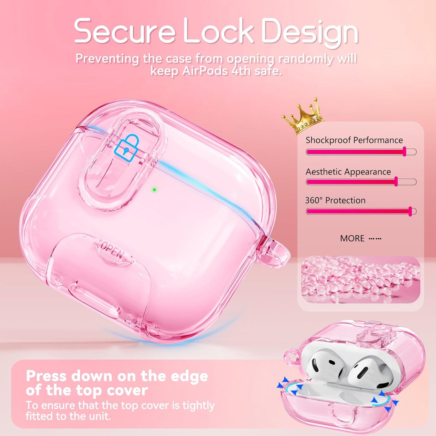 Skyconser 4 Clear Case for AirPods Case Cover with Safety Lock,Soft TPU Cover with Phone Stand & Cleaning Kit,Cute
