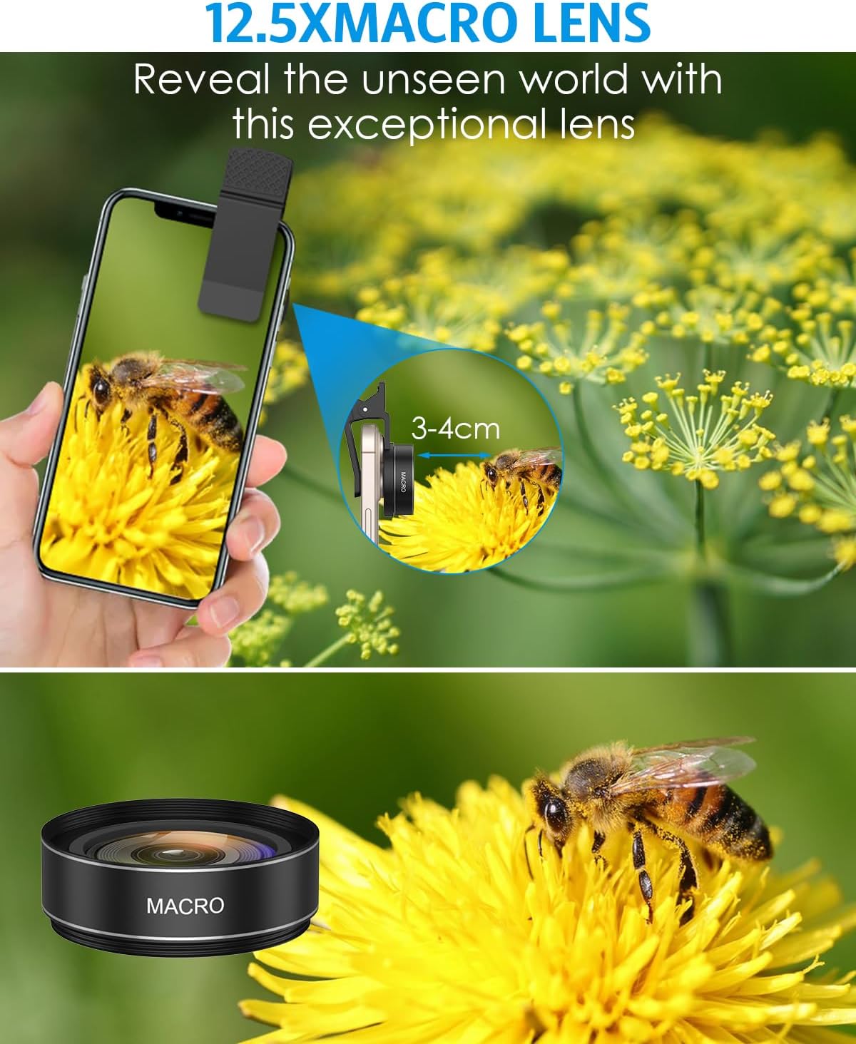 AMIR 2026 0.45X (140) 12.5X 2-in-1 15/14/13/12, Phone Camera Lens Kit, New Super Wide Angle Lens with Macro Lens