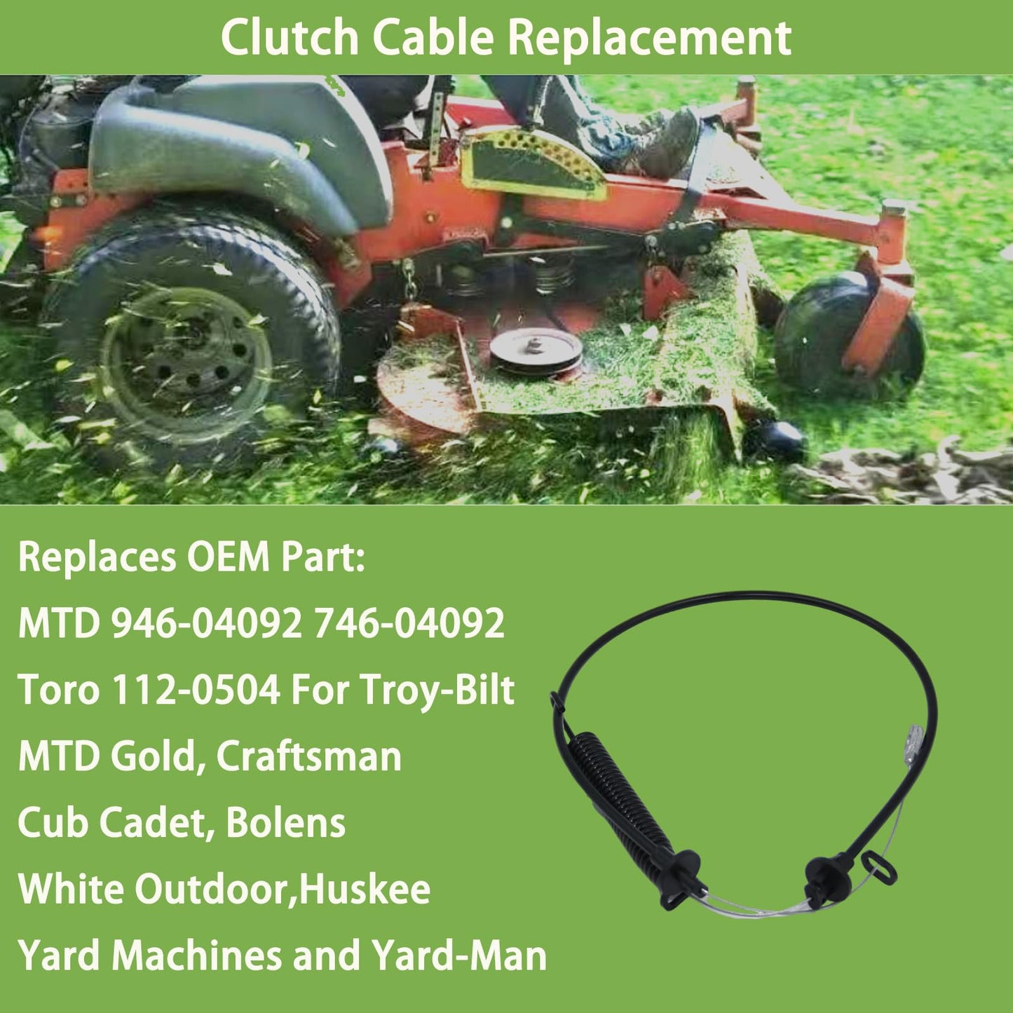 946-04092 746-04092 Deck Engagement Cable for MTD Troy-Bilt 946-04092 746-04092 Lawn Mower 42 inch Deck Cable,Replaces Toro 112-0504 LX420 LX425 LX460 42" Pto Cable