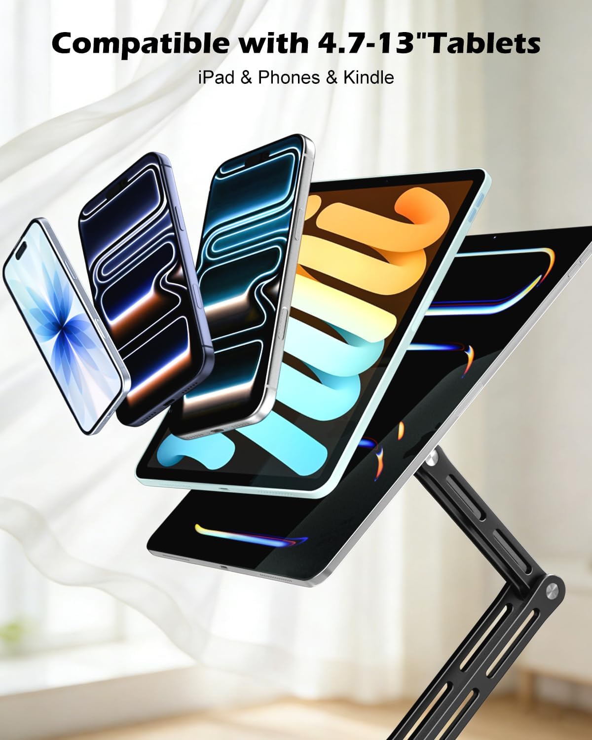 CloudValley 360Rotating 4.7-13" Foldable iPad Wall Mount Holder Compatible with MagSafe, with Base Adjustable Tablet