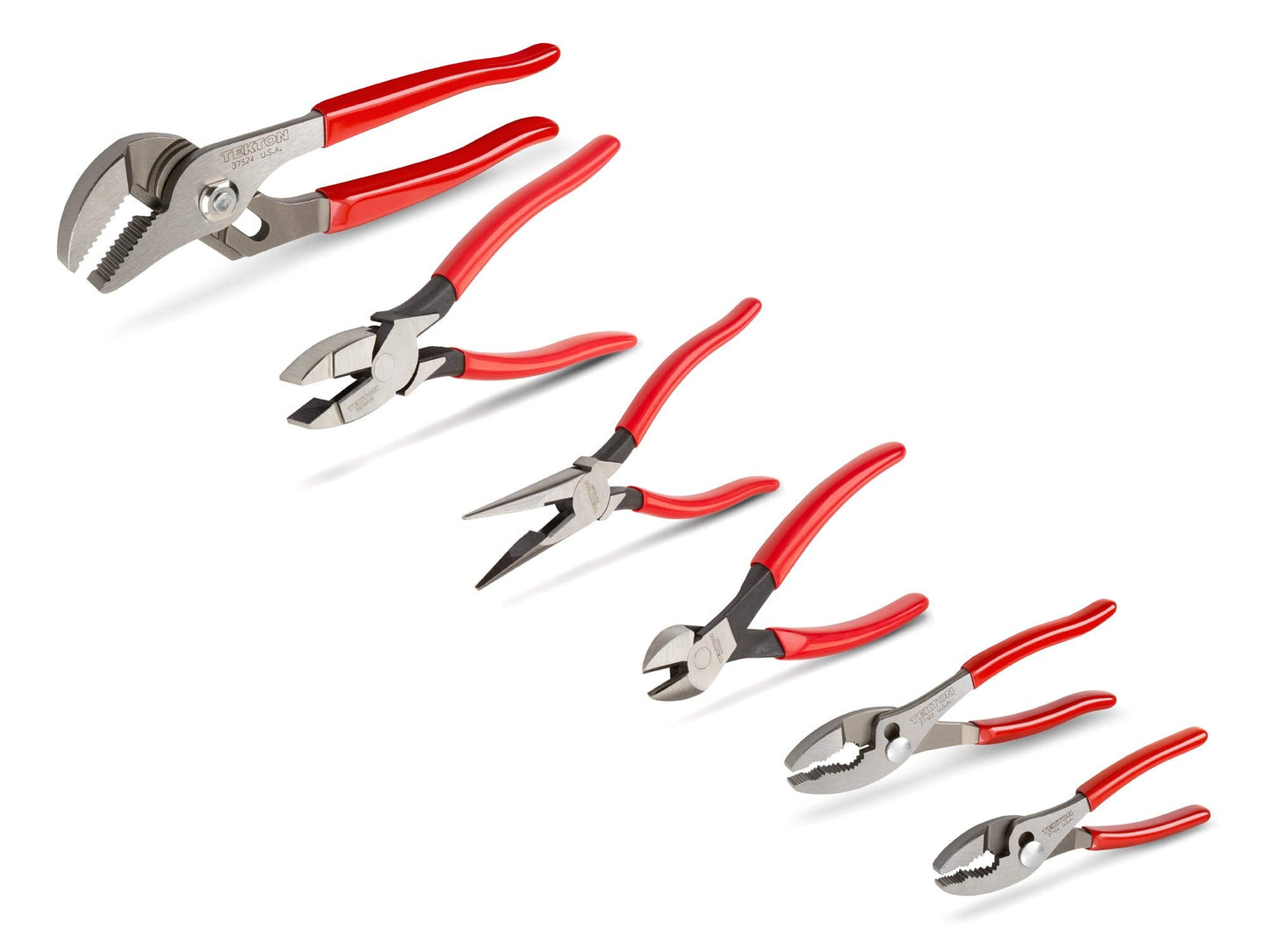 TEKTON Pliers Set, 6-Piece (Groove Joint, Slip Joint, Long Nose, Diagonal Cutting, Lineman's) | PLR99020