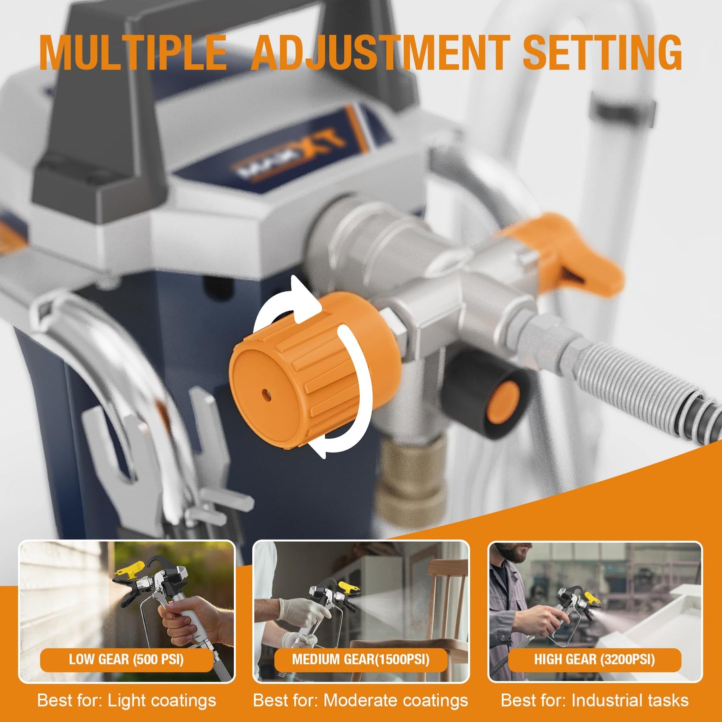 MAXXT Airless Paint Sprayers，1300W High Pressure Airless Stand Sprayer with 3000PSI, 14.7LBS Light Weight for DIY Painting Projects Home Interior & House Exterior