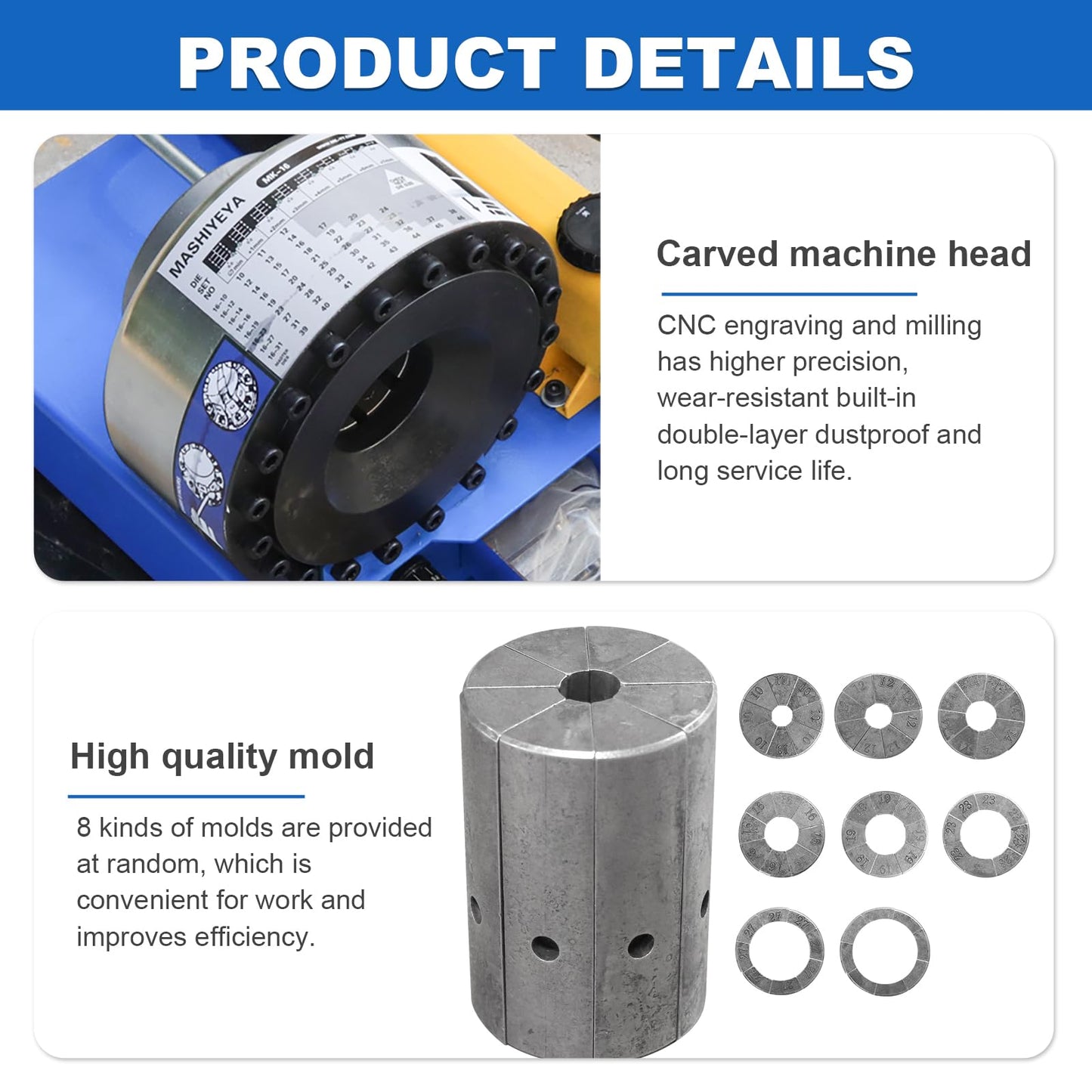 LABFENG Hose Crimper with 8 Sets of Dies High Pressure Hydraulic Hose Crimping Handheld Hydraulic Hose Crimping Tool (Hose Crimper)