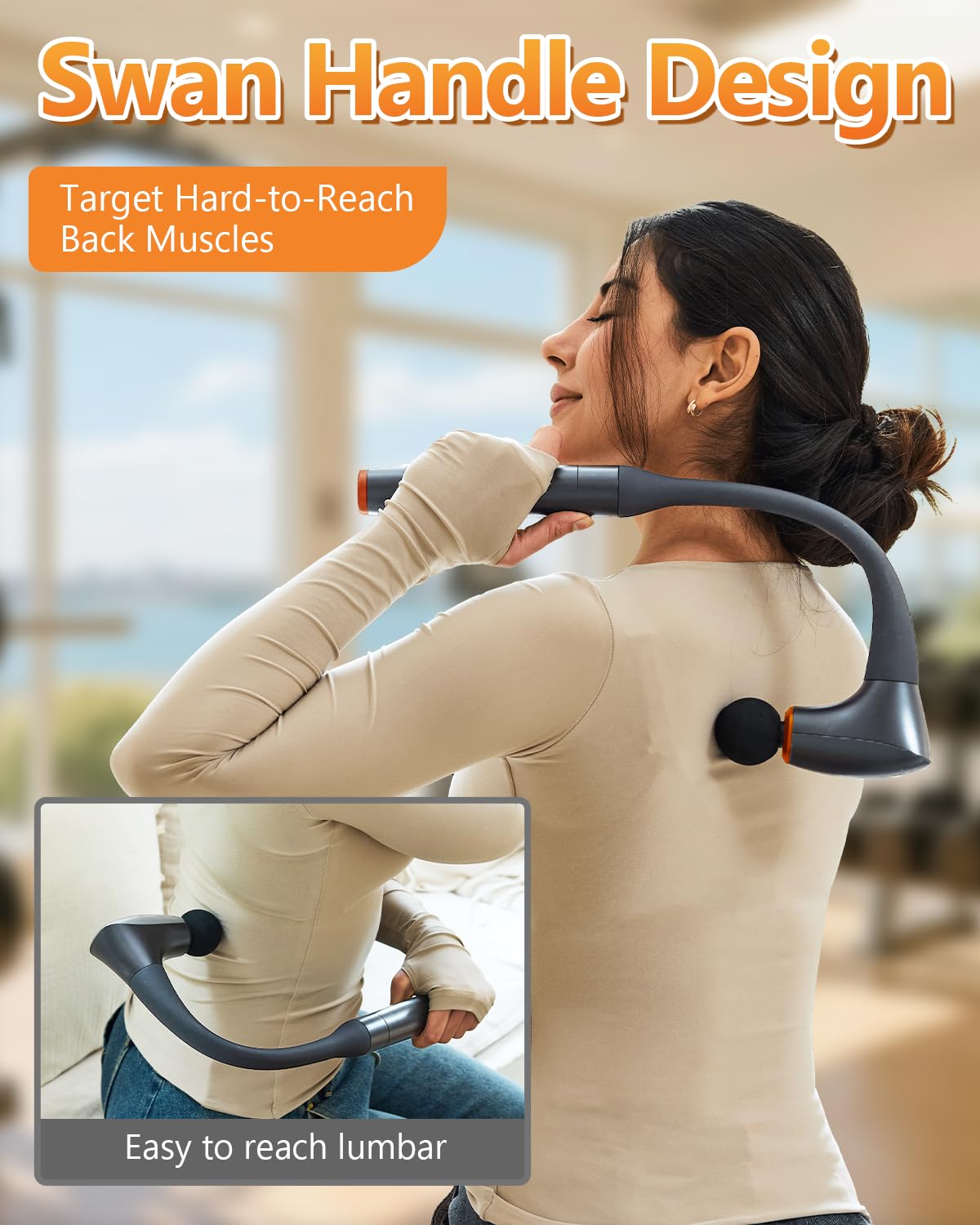 Detachable Massage Gun Deep Tissue For Shoulder,Neck, Arm, Thigh,Waist-Ergonomic Handheld Extension Back Massager For Pain Relief, Portable Muscle Massager, Best Gifts For Women Men, FSH-HSA-Eligible