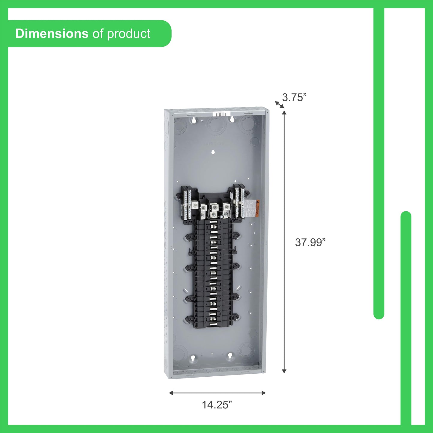 Square D - QO342L225G QO 225 Amp 42-Space 42-Circuit 3-Phase Main Lug Load Center with Ground Bar,
