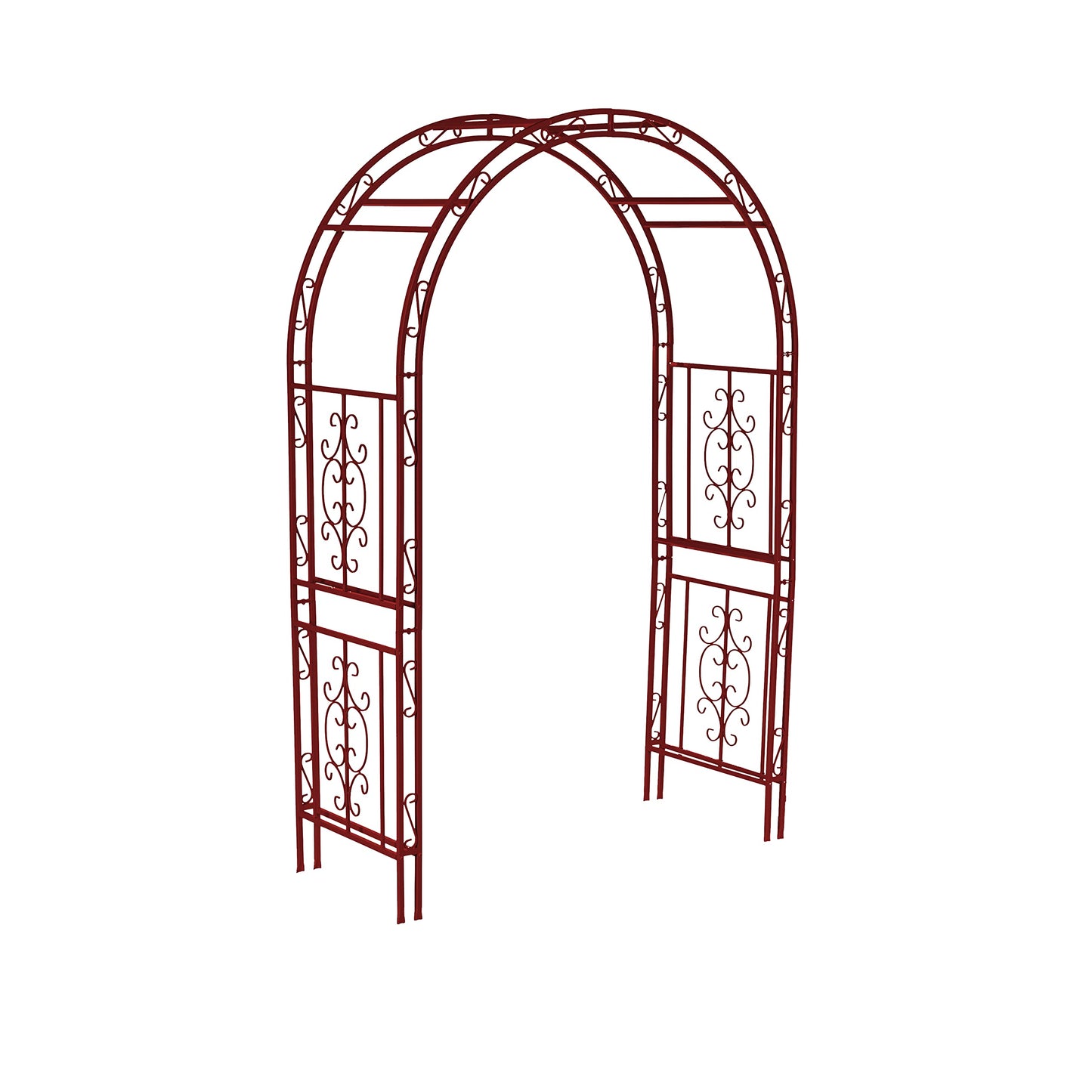 Plow & Hearth Arch Metal Outdoor Garden Arbor, 84 inches Tall, Iron Trellis Lattice for Climbing Plants, Wedding Arch, Outdoor Patio Décor (Red)