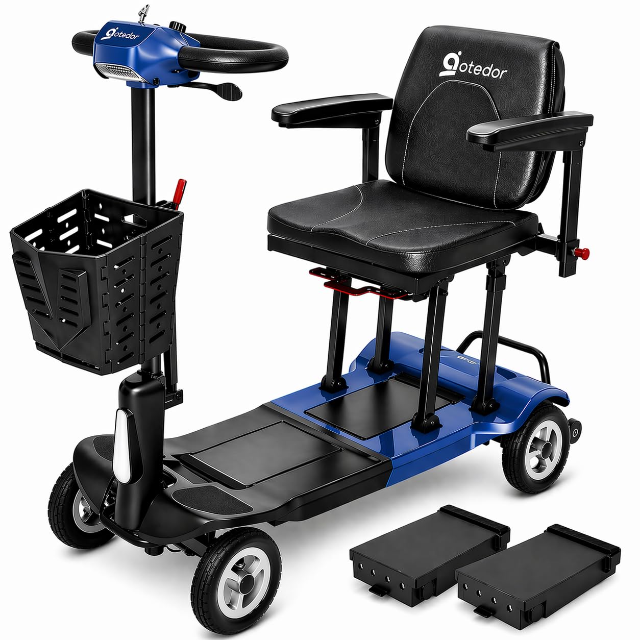 Aotedor Ultra Lightweight Mobility Scooter for Adults, 36 lbs Foldable Electric Scooter with Dual Lithium Batteries, 22 Miles Range Portable Travel Scooter for Seniors, Airline Compliant