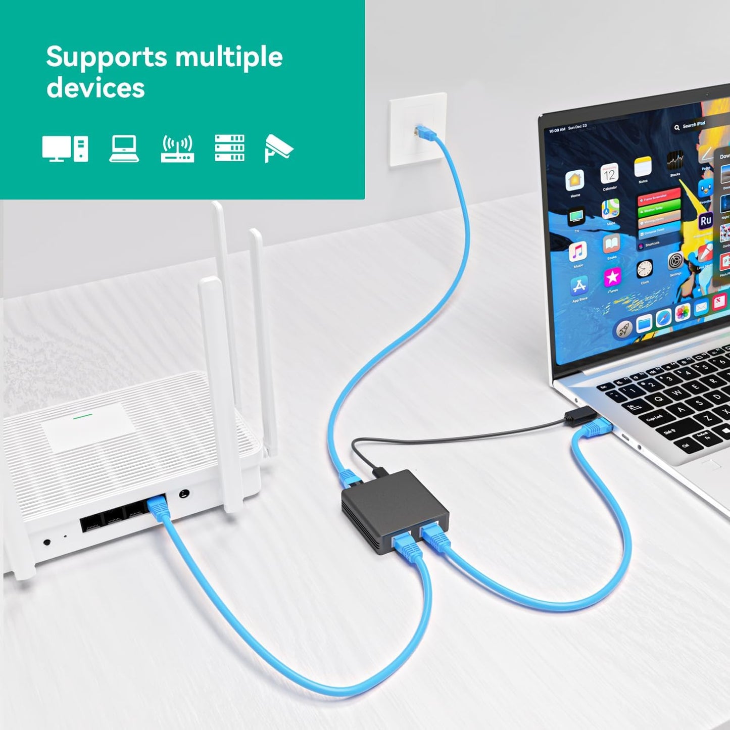 bliyee 2 1000Mbps RJ45 Cat5/6 Port Gigabit Ethernet Switch, Network Switch Adapter, Easy LAN Expansion for PC Router