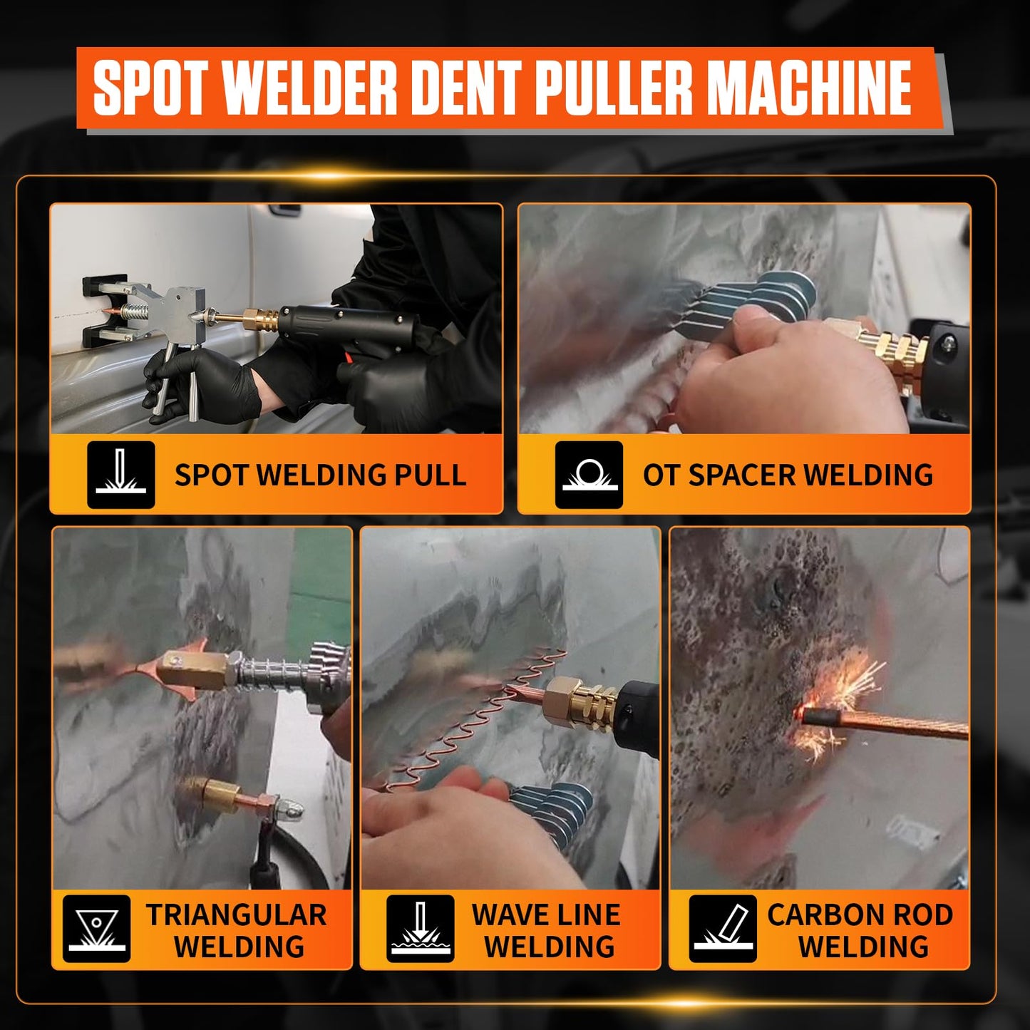 PLAYOCCAR Spot Welder Dent Puller Kit,3KW Dent Remover Tool,Car Body Stud Welding Machine Multispot Bonnet Door Repair Tool Kit