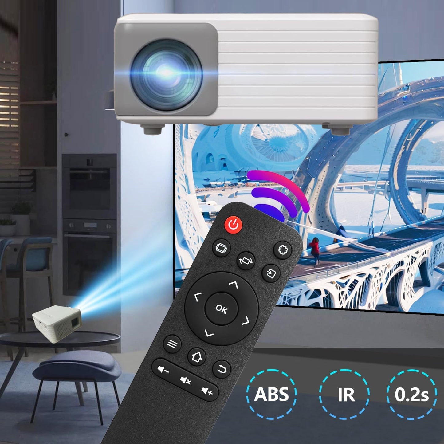 Muvxeznli H1 Replacement Remote for Mini Projector,Compatible with HAPPRUN Projector.
