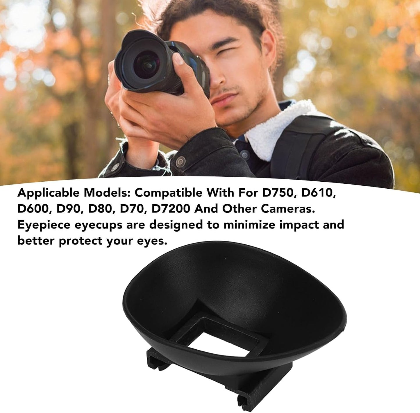 Denash Viewfinder Eye Hood, Eyecup Eye Hood, Faderesistant Rubber, Shockproof, Practical, for Camera