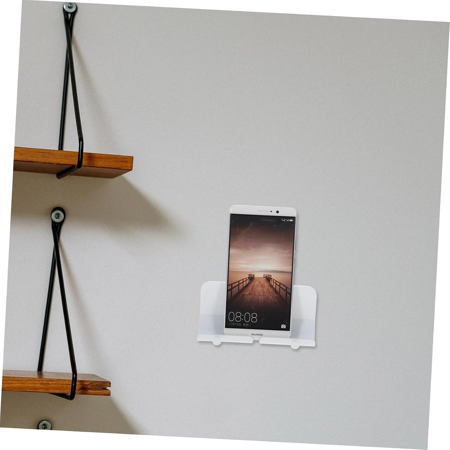 ARTIBETTER Shelf Hooks Adhesive Phone Holder Wall Phone Mount for Charging Wall Tv Remote Stand Bedside Shelf White