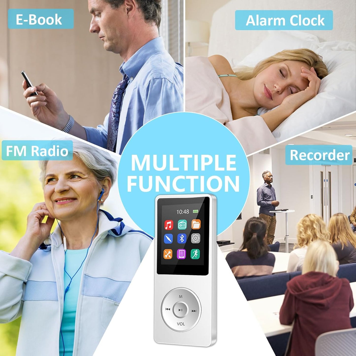 skybess MP3 64GB MP3 MP3 128GB Bluetooth Player with TF Card, Music Players with Speaker, Mini Media Player