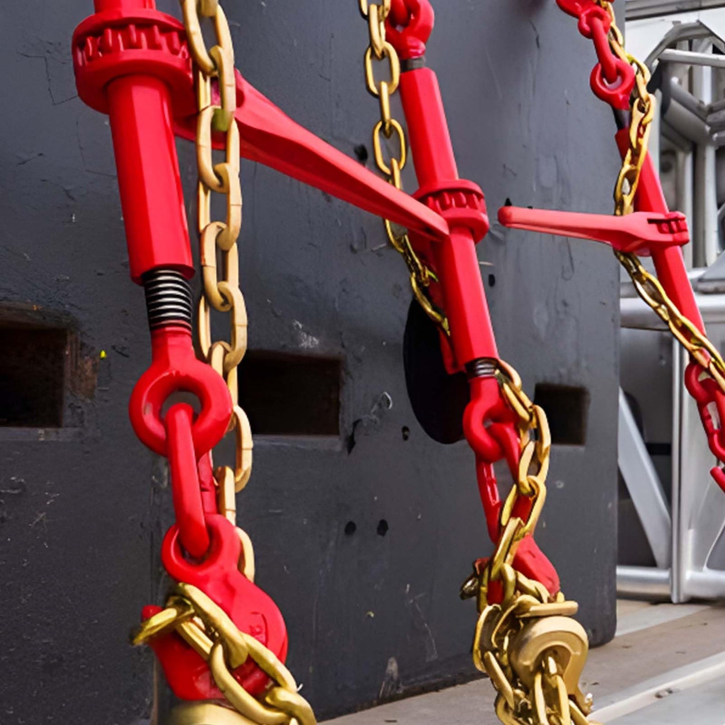 Lechansen Chain Binders Ratcheting 5/16”-3/8” with Grab Hooks 5,400 LBS Secure Working Load, Adjustable Length Heavy Duty Ratchet Binders for Grade 70-80 Chains, Towing, Tie Down, Hauling, 4 Pack