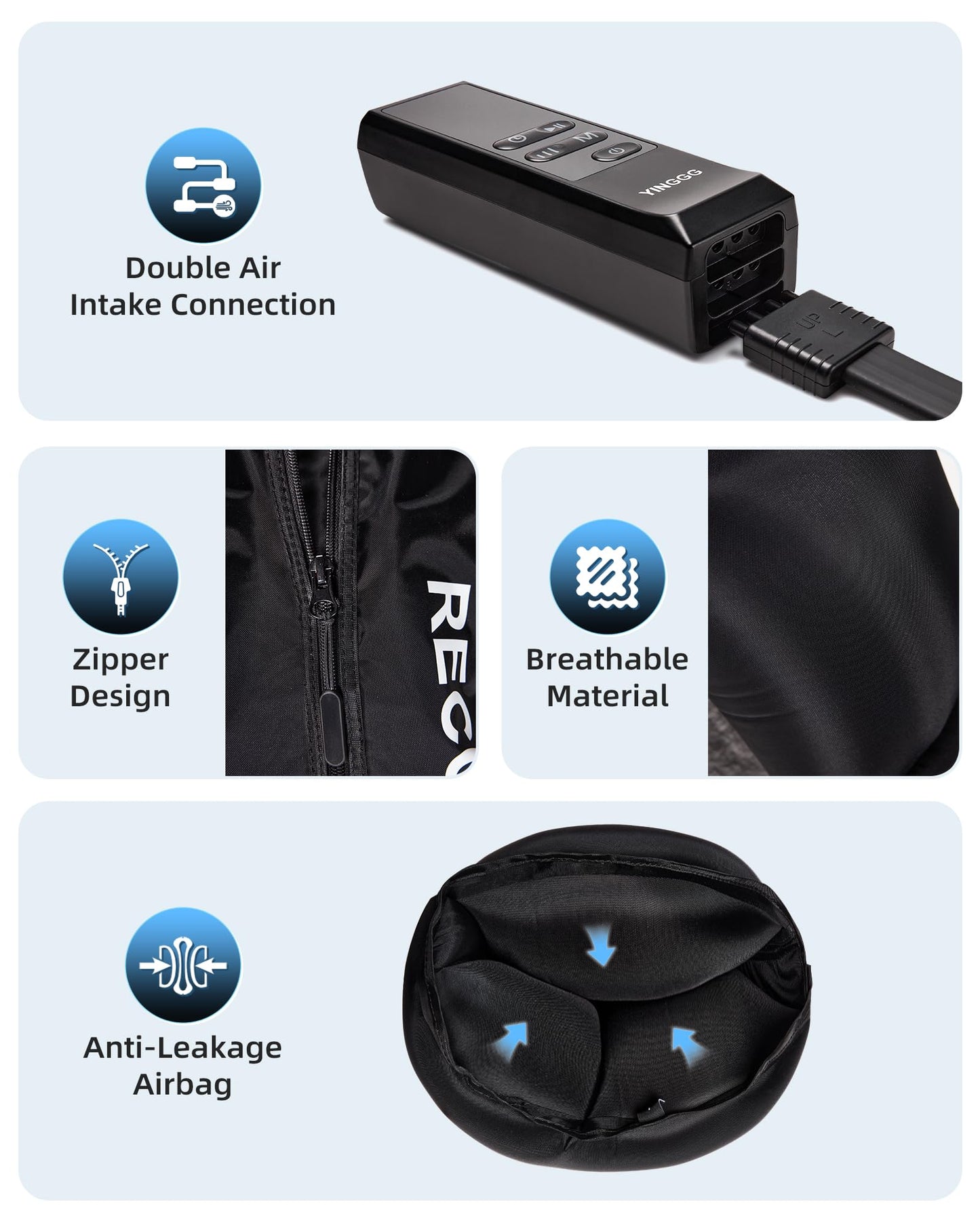 YINGGG Air Leg Massager with Compression: Professional Full Compression Boots with Adjustable 9 Intensities, Leg Massager for Circulation and Fatigue Relief for Post-Workout(Medium)