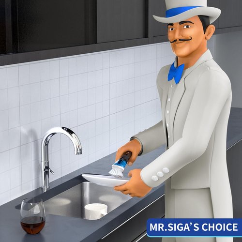 MR.SIGA Soap Dispensing Dish Brush - Efficient Kitchen Cleaning Tool for Pots & Pans | Black, Set of 2