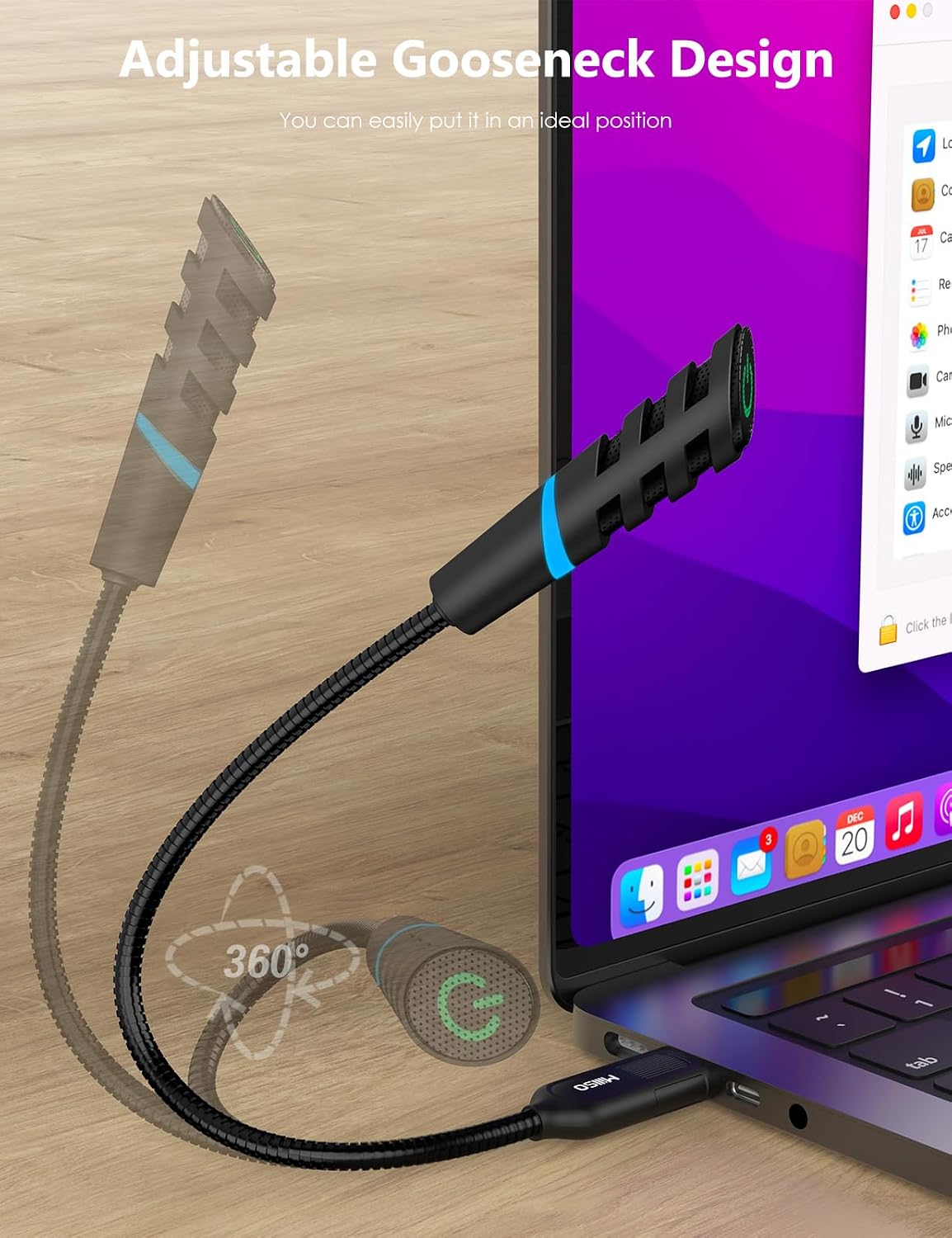MillSO USB Microphone for PC and Laptop, Portable Gooseneck USB Computer Microphone Mute/Noise