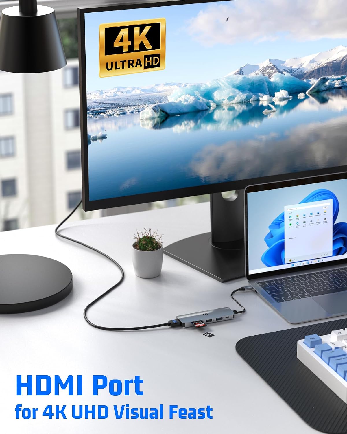 Tiergrade 6 1 4K 3.0 2.0 100W USB C Hub, in USB C Adapter, Display Docking Station with USB-A Port, USB-A Port, Power