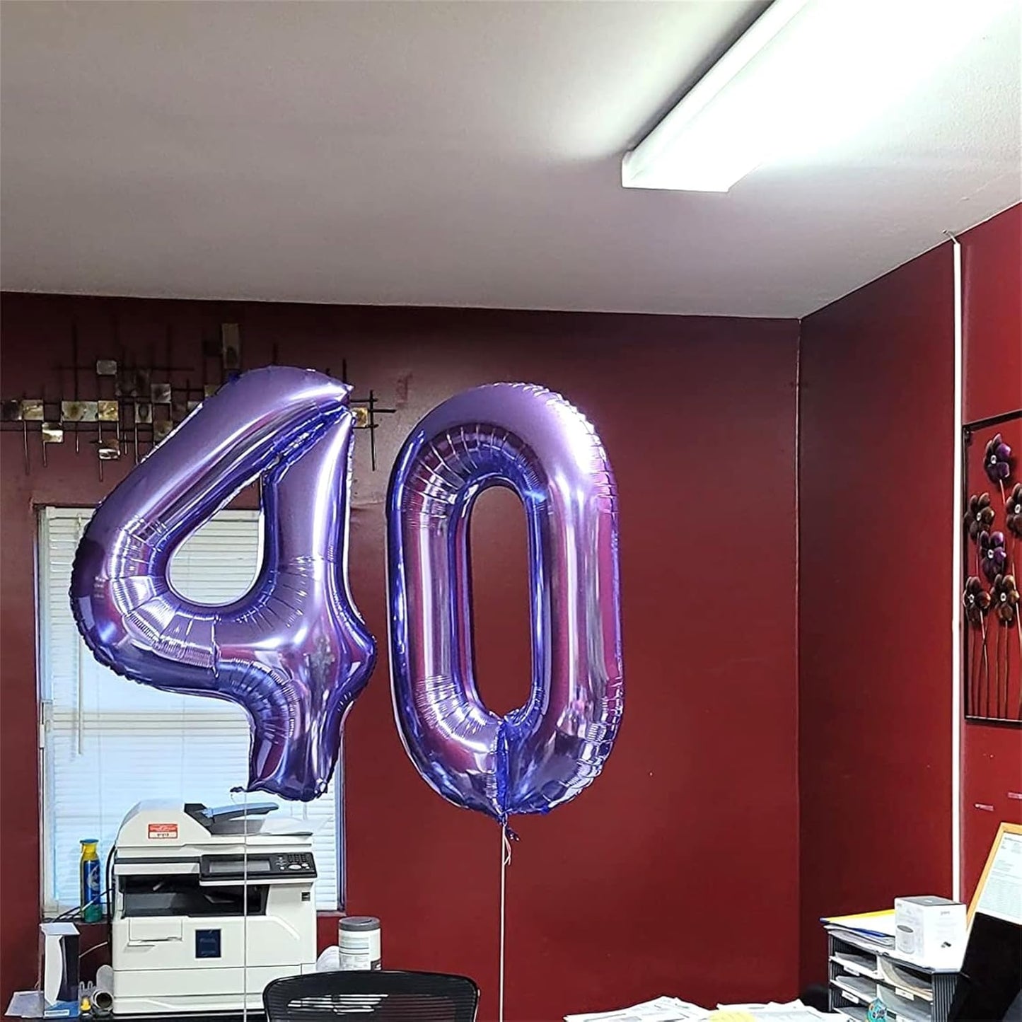 Purple Number 40 Birthday Balloons - 40 Inch Large Mylar Foil 4 & 0 for Women’s 40th Party Decor