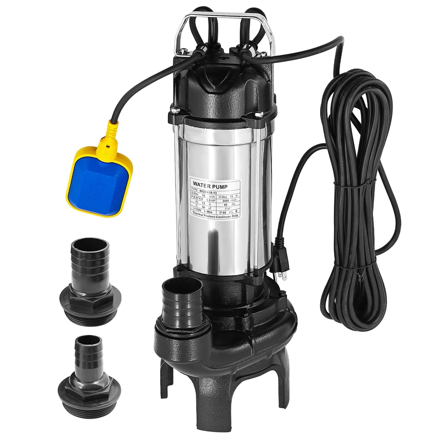 4PN 4755 GPH Submersible Water Pump With Float Switch Replacement for 4-PN 50PN2.4S Sump Pump, Cast Iron and Stainless Steel, 2" Discharge, H Max 44ft, 115V, 1/2 HP