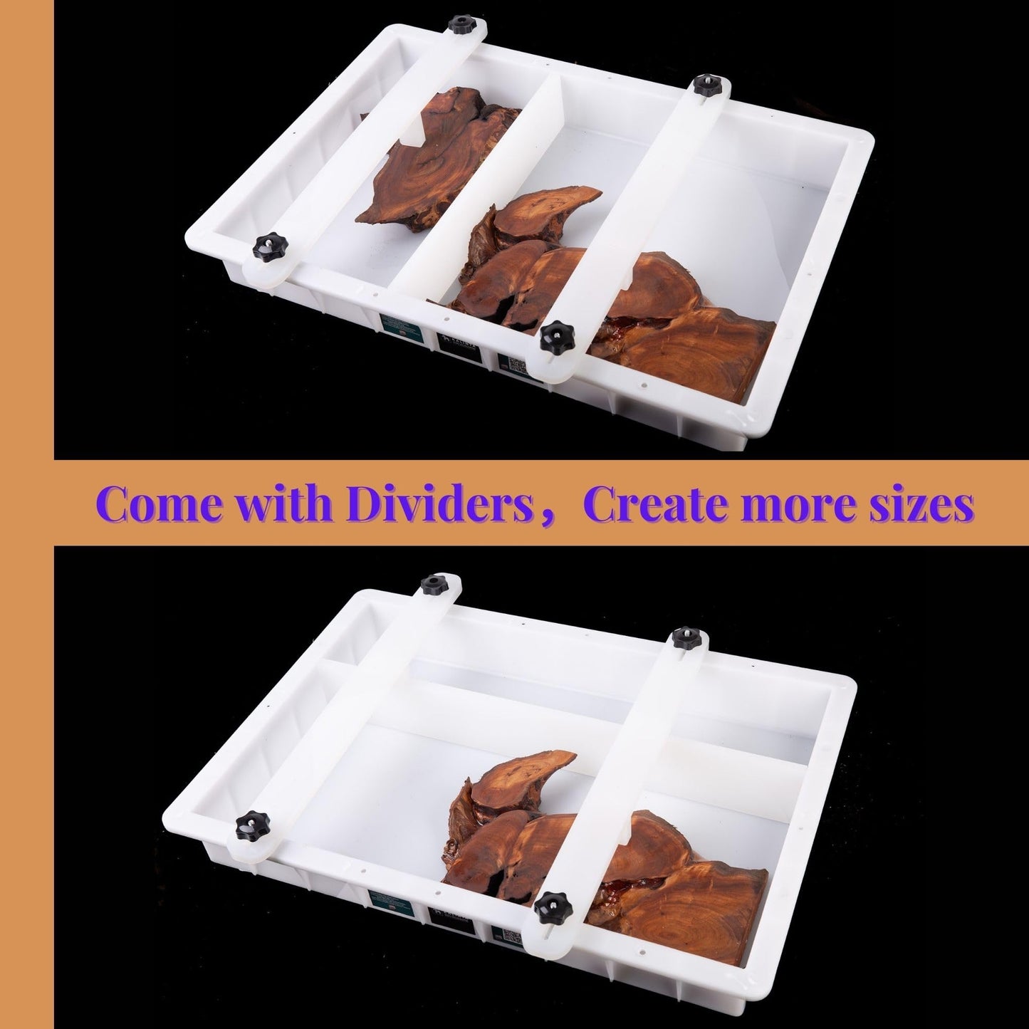 Kalinta Epoxy Mold with Divider Adjustable- 23.5x23.5x3in No-Seal Resin Mold Integrated Clamping System - Perfect for Beginners & Experienced Artists Alike - Ideal for Creative Resin Art Projects