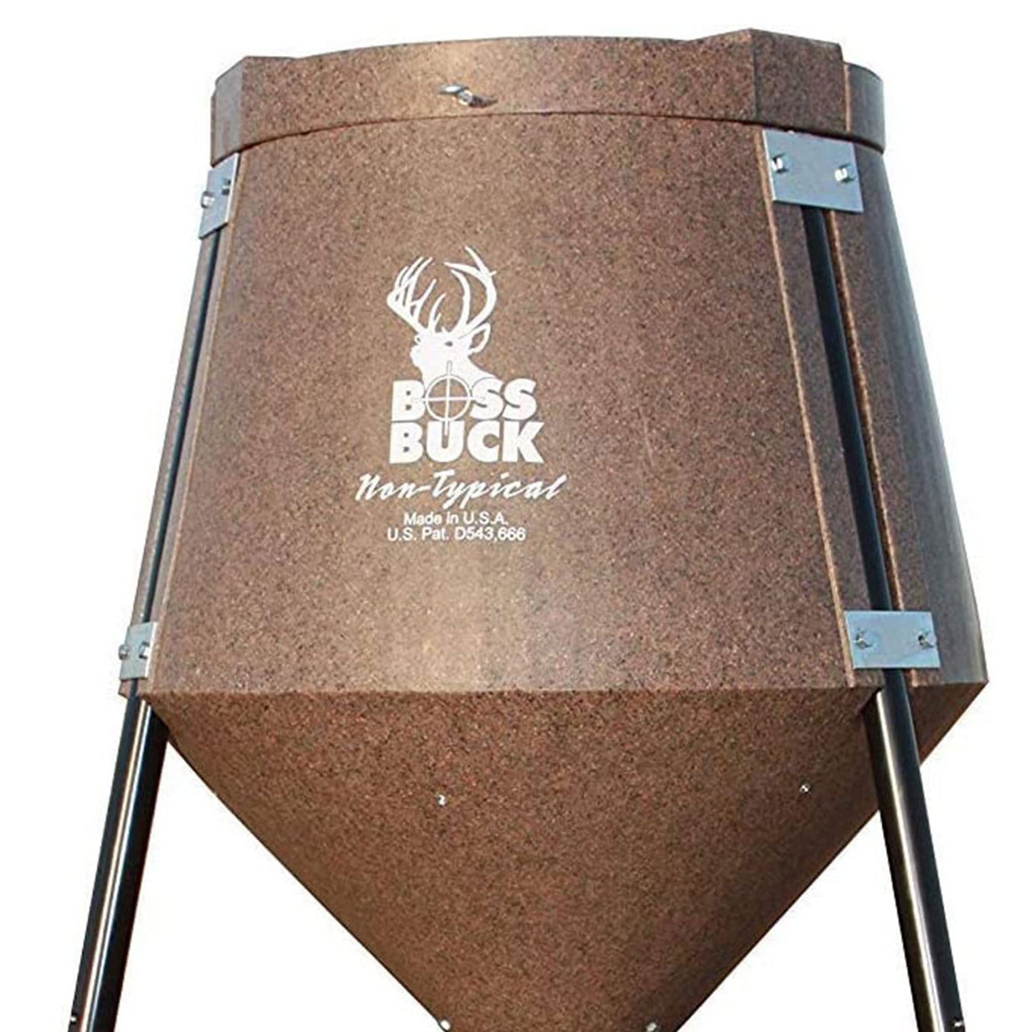 Boss Buck Gravity Deer Feeder for Game & Hunting w/Adjustable Flow, 200 lb Corn Capacity - All-Season Automatic Wildlife Feeding System with 75-Inch Galvanized Legs and 3-Way Feed Ports