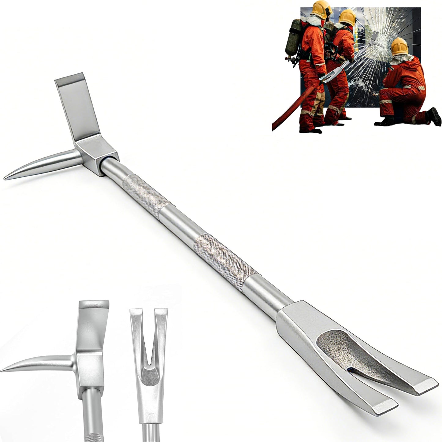 30" Halligan Bar, High-Precision Carbon Steel Construction, Halligan Tool for Fire Rescue