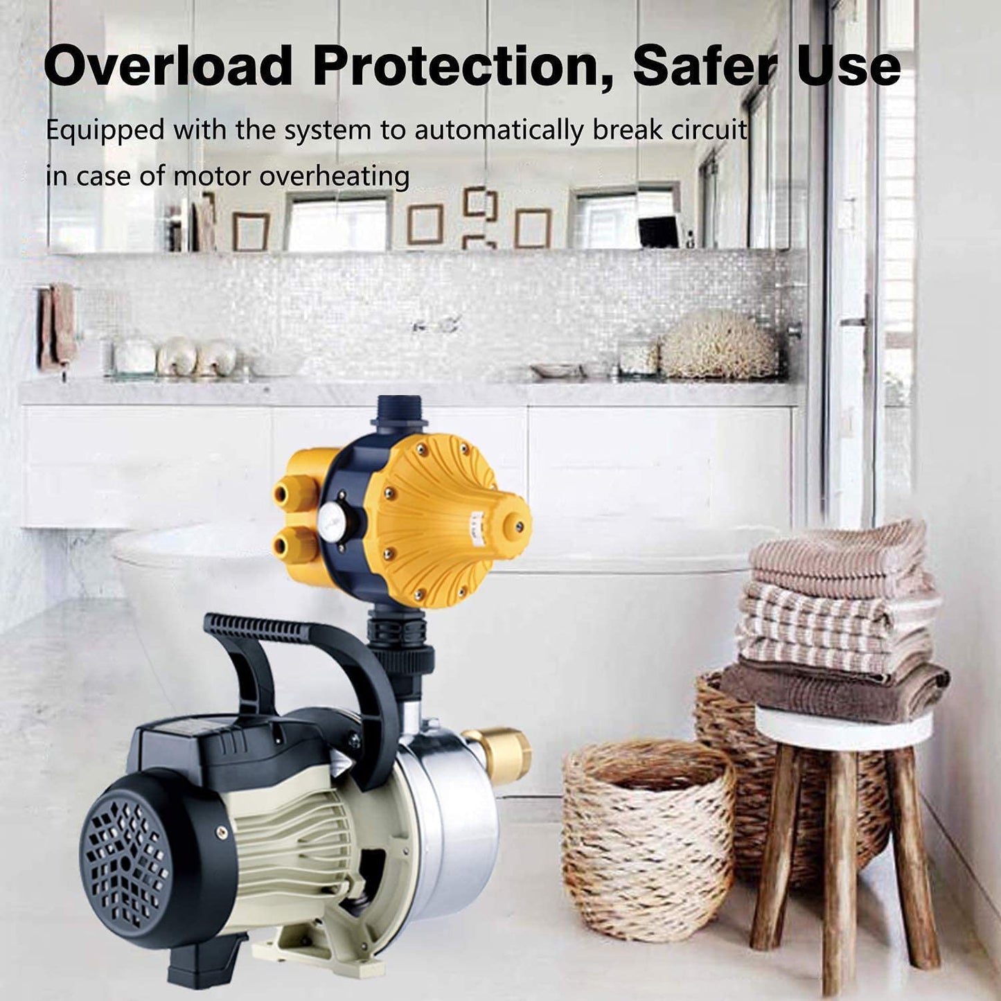 3/4 HP Water Pressure Booster Pump for Home Automatic Water Pump Electric 17 GPM Shallow Well Jet Pump 110v Garden Hose Pressure Booster Pump High Volume Lawn Sprinkler Water Transfer Pump